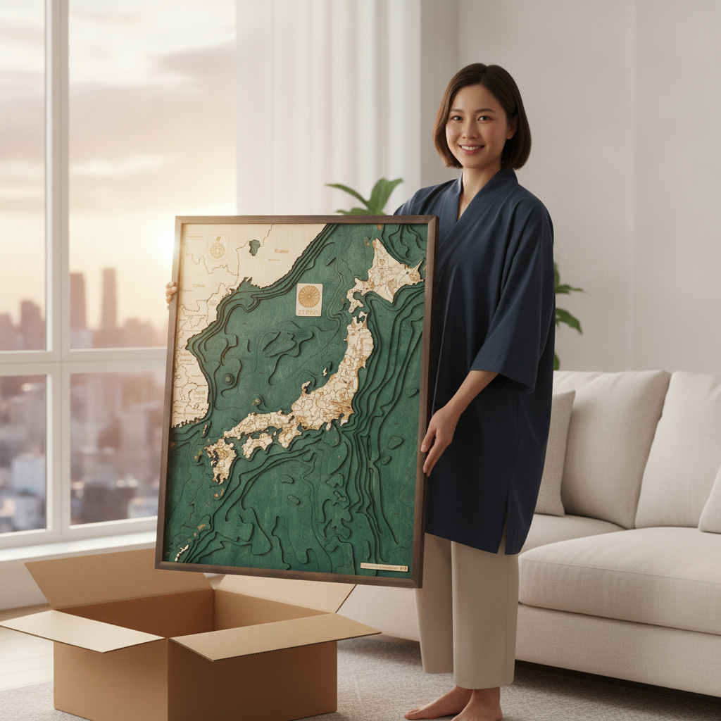 JAPAN 3D WOODEN WALL MAP - Version L