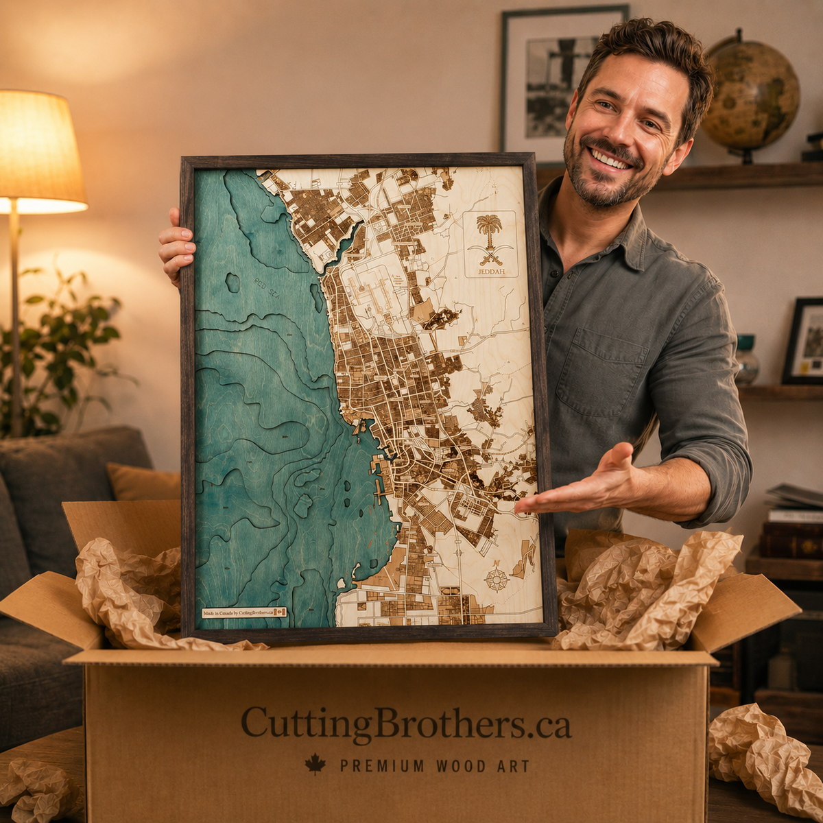 JEDDAH 3D WOODEN WALL MAP - Version L