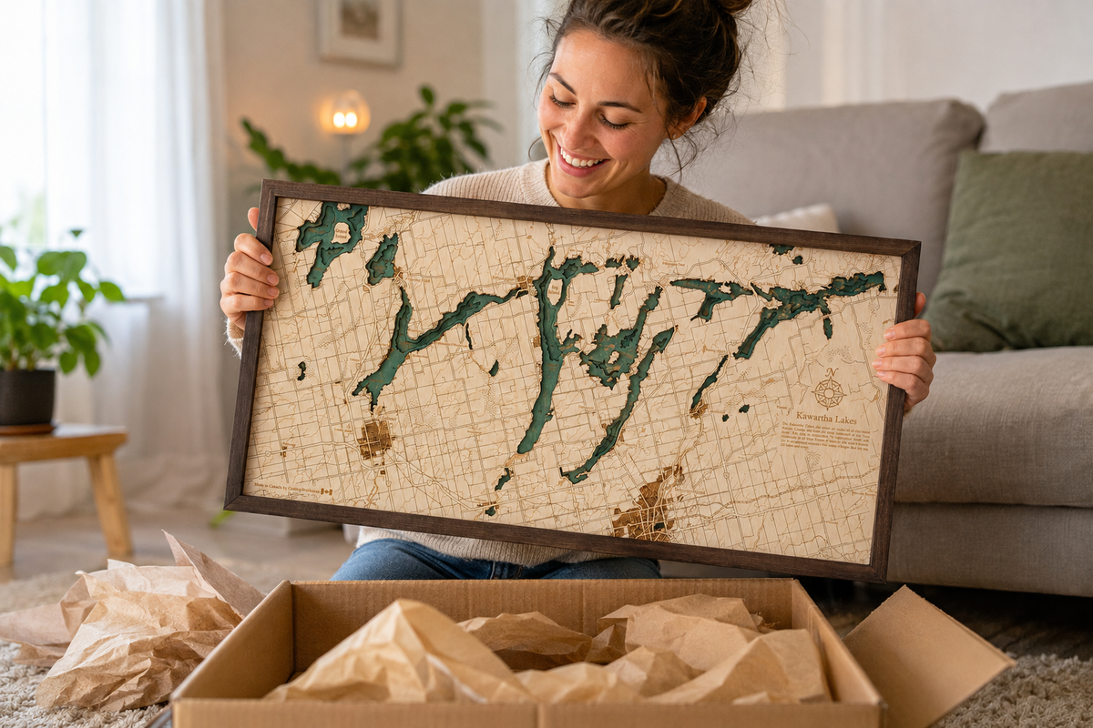 KAWARTHA LAKES 3D WOODEN WALL MAP - Version M