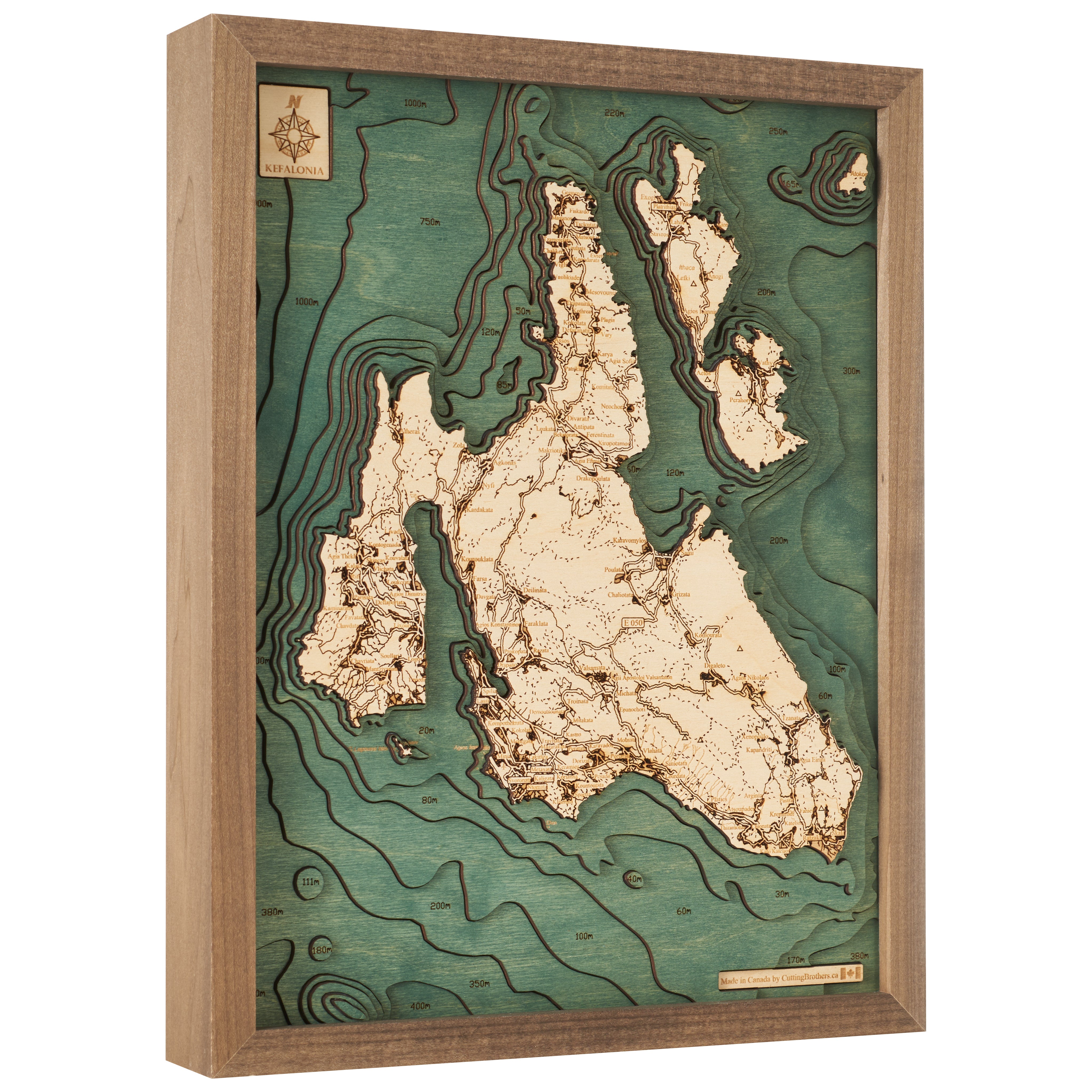 KEFALONIA 3D WOODEN WALL MAP - Version S