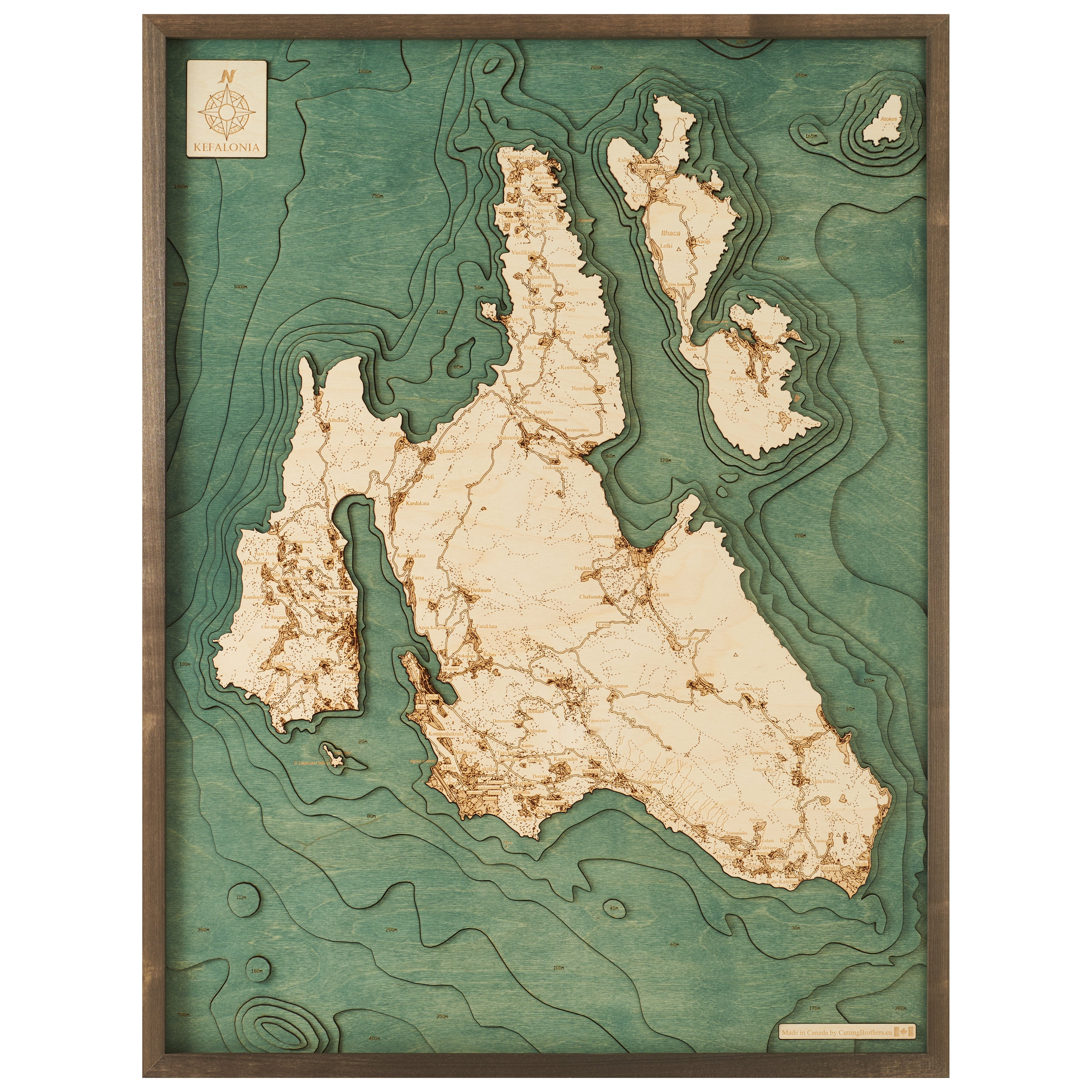 KEFALONIA 3D WOODEN WALL MAP - Version L