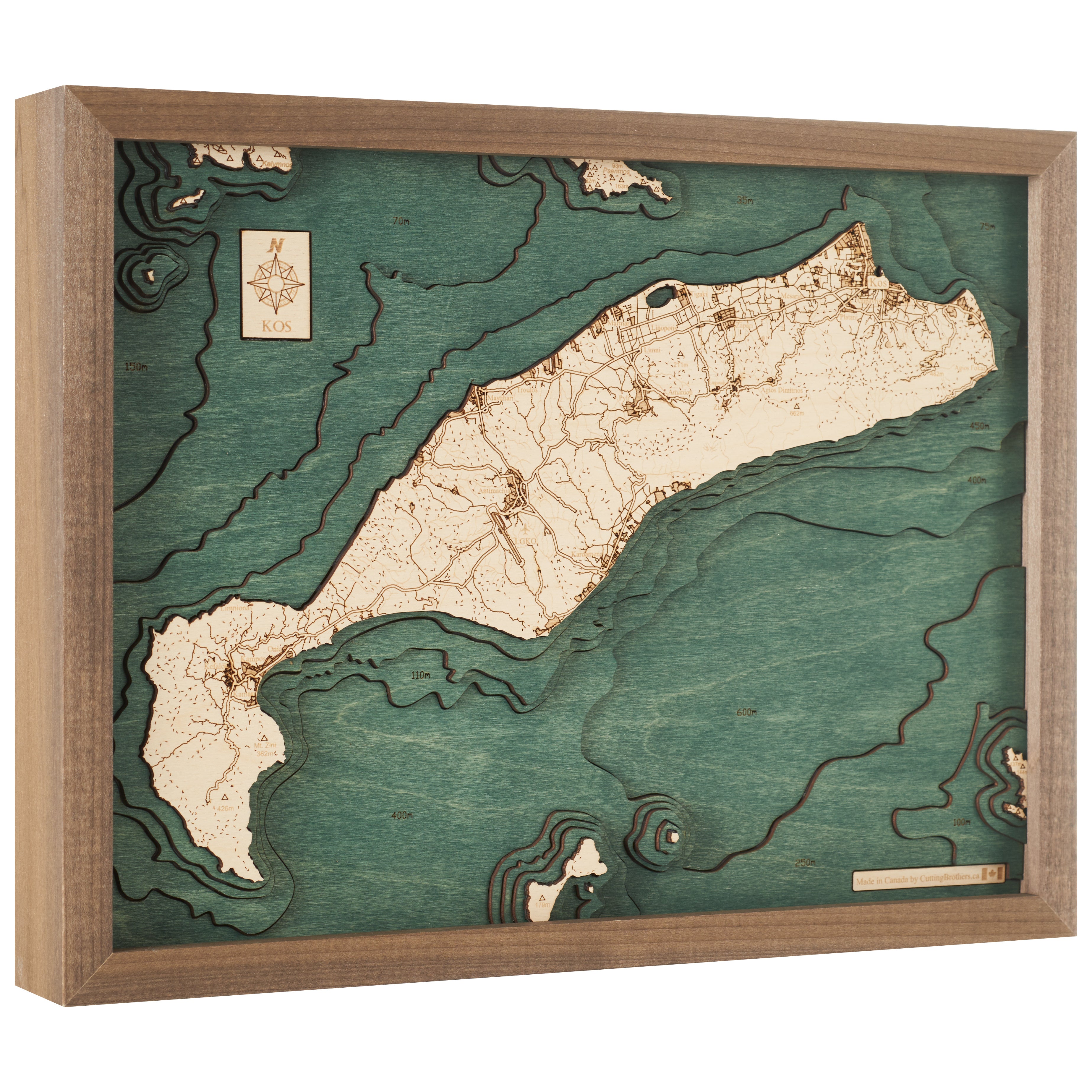KOS 3D WOODEN WALL MAP - Version S