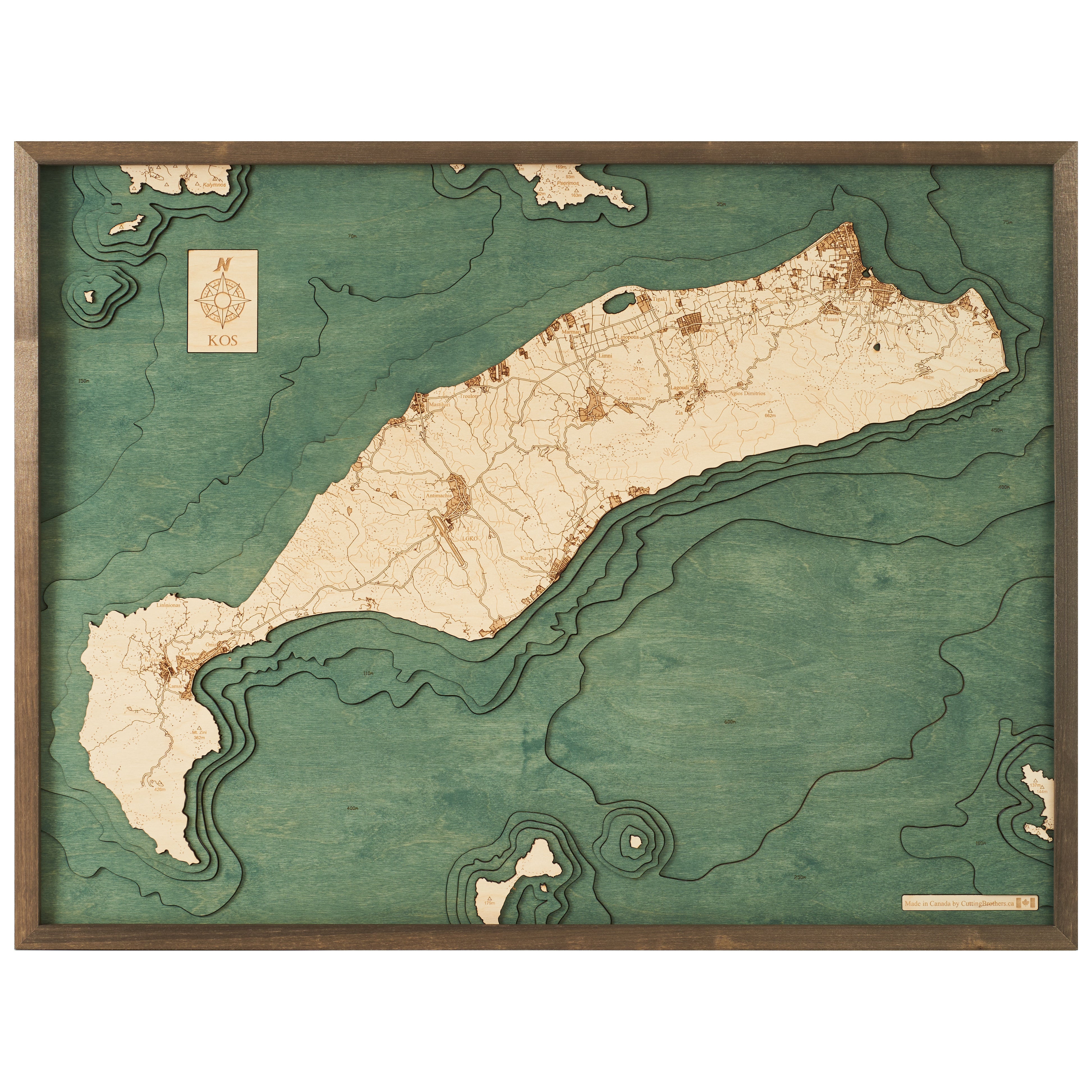 KOS 3D WOODEN WALL MAP - Version L