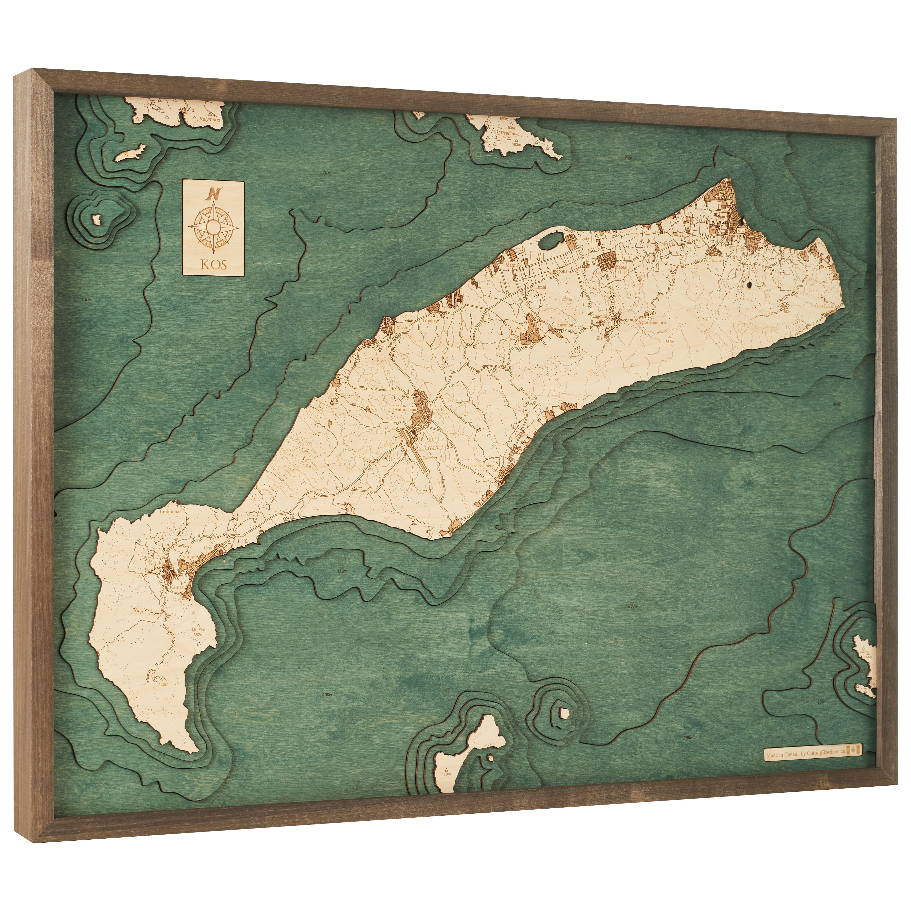 KOS 3D WOODEN WALL MAP - Version L