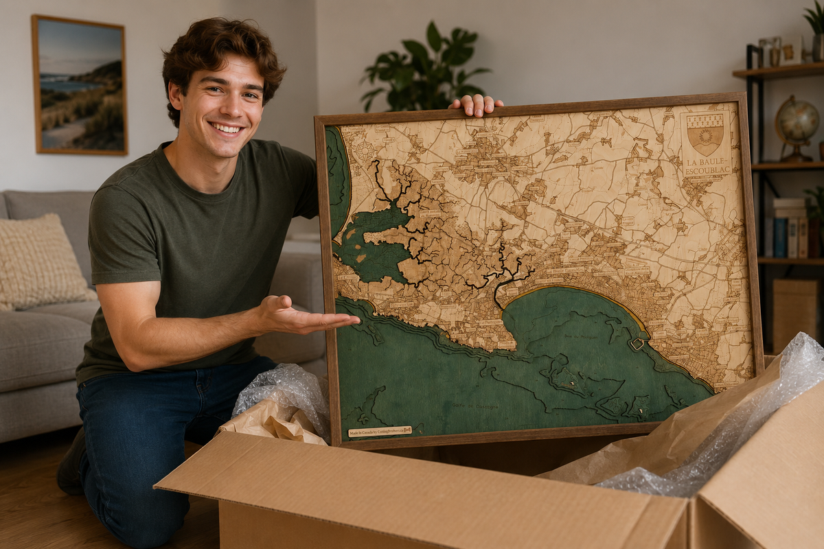 LA BAULE 3D WOODEN WALL MAP - Version L