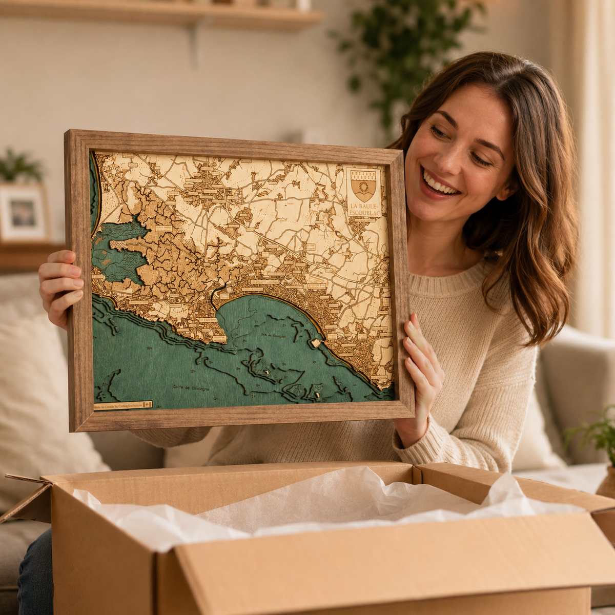 LA BAULE 3D WOODEN WALL MAP - Version S
