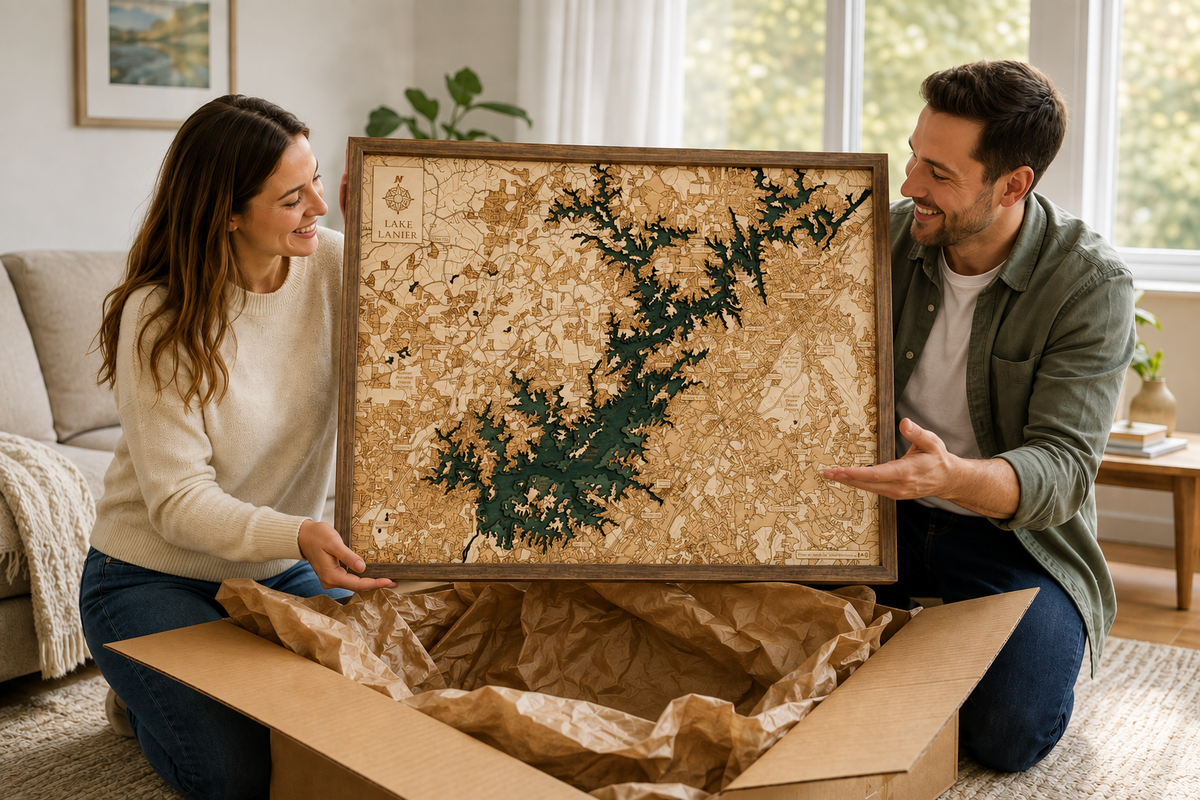 LAKE LANIER 3D WOODEN WALL MAP - Version L
