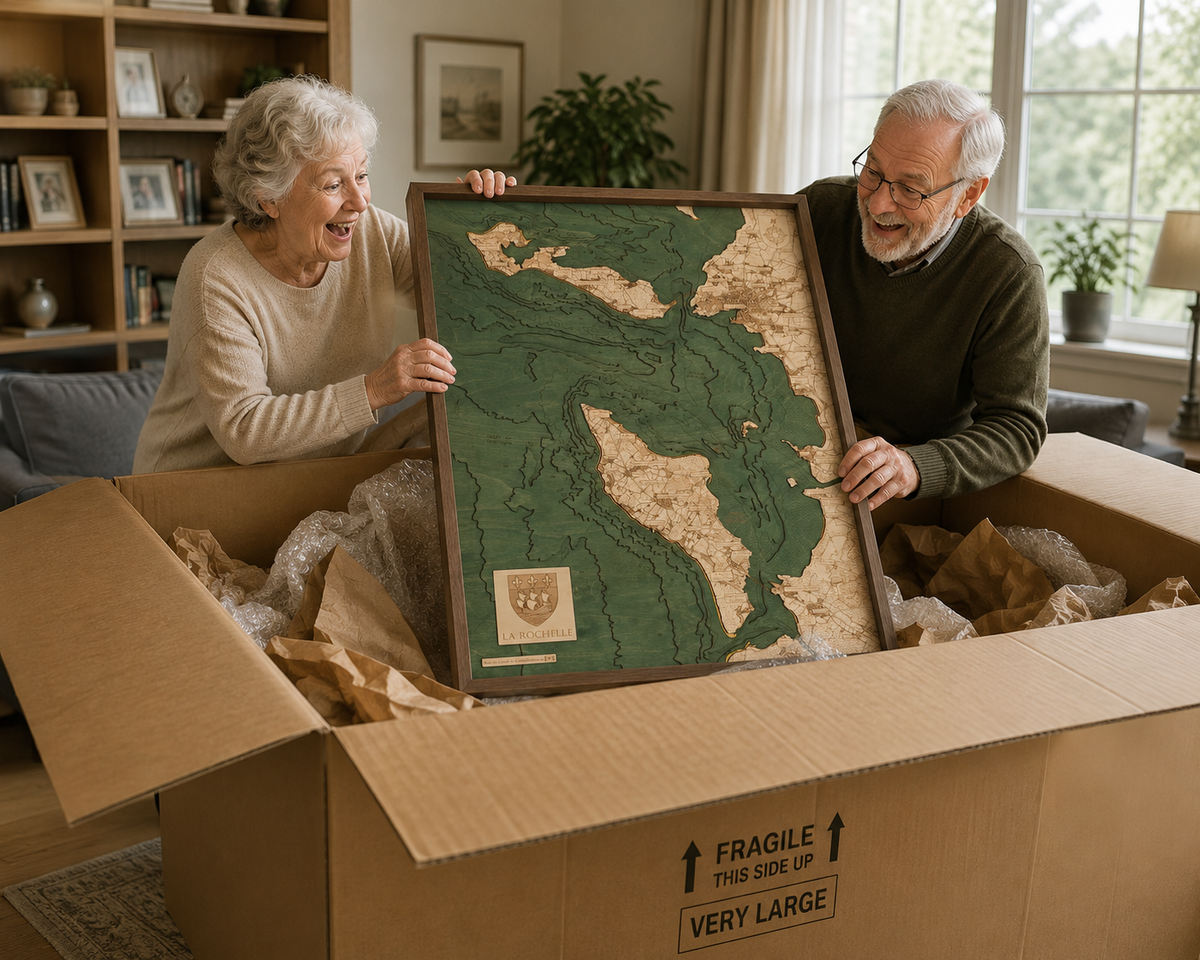 LA ROCHELLE 3D WOODEN WALL MAP - Version L