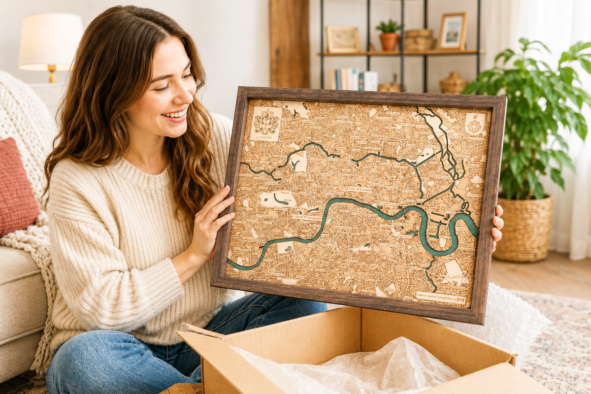 LONDON 3D WOODEN WALL MAP - Version S