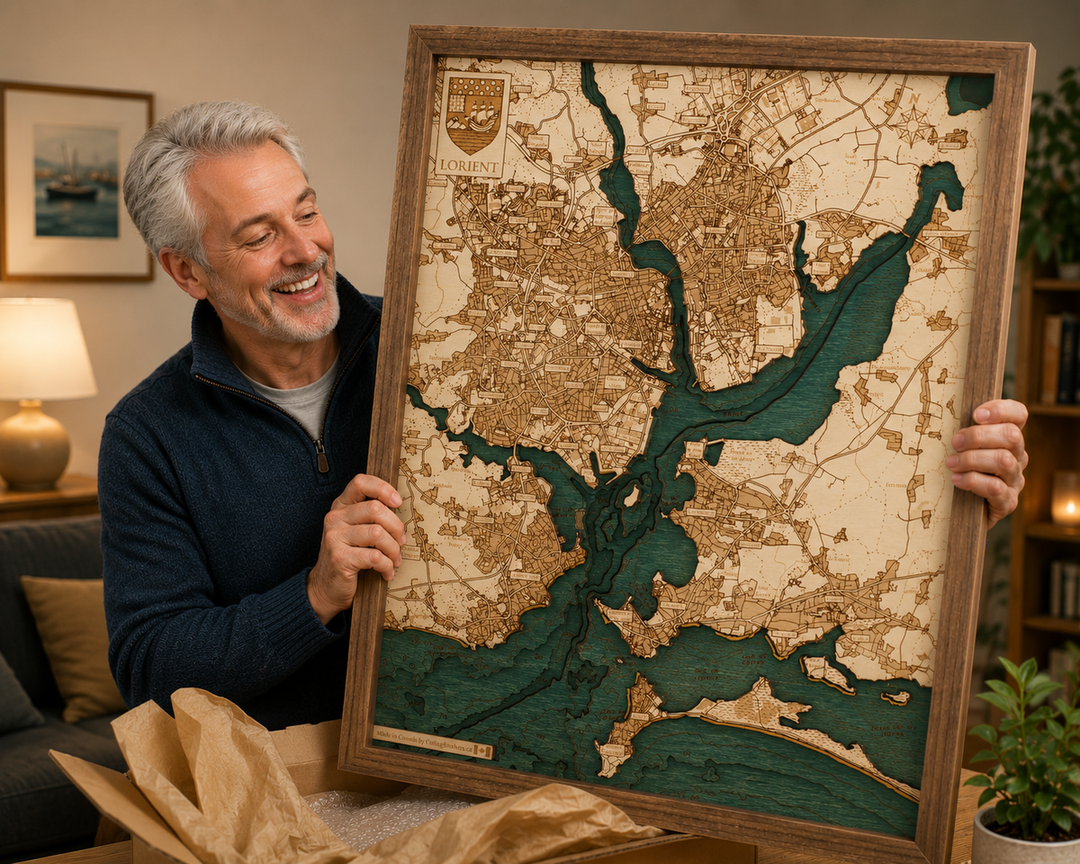 LORIENT 3D WOODEN WALL MAP - Version L
