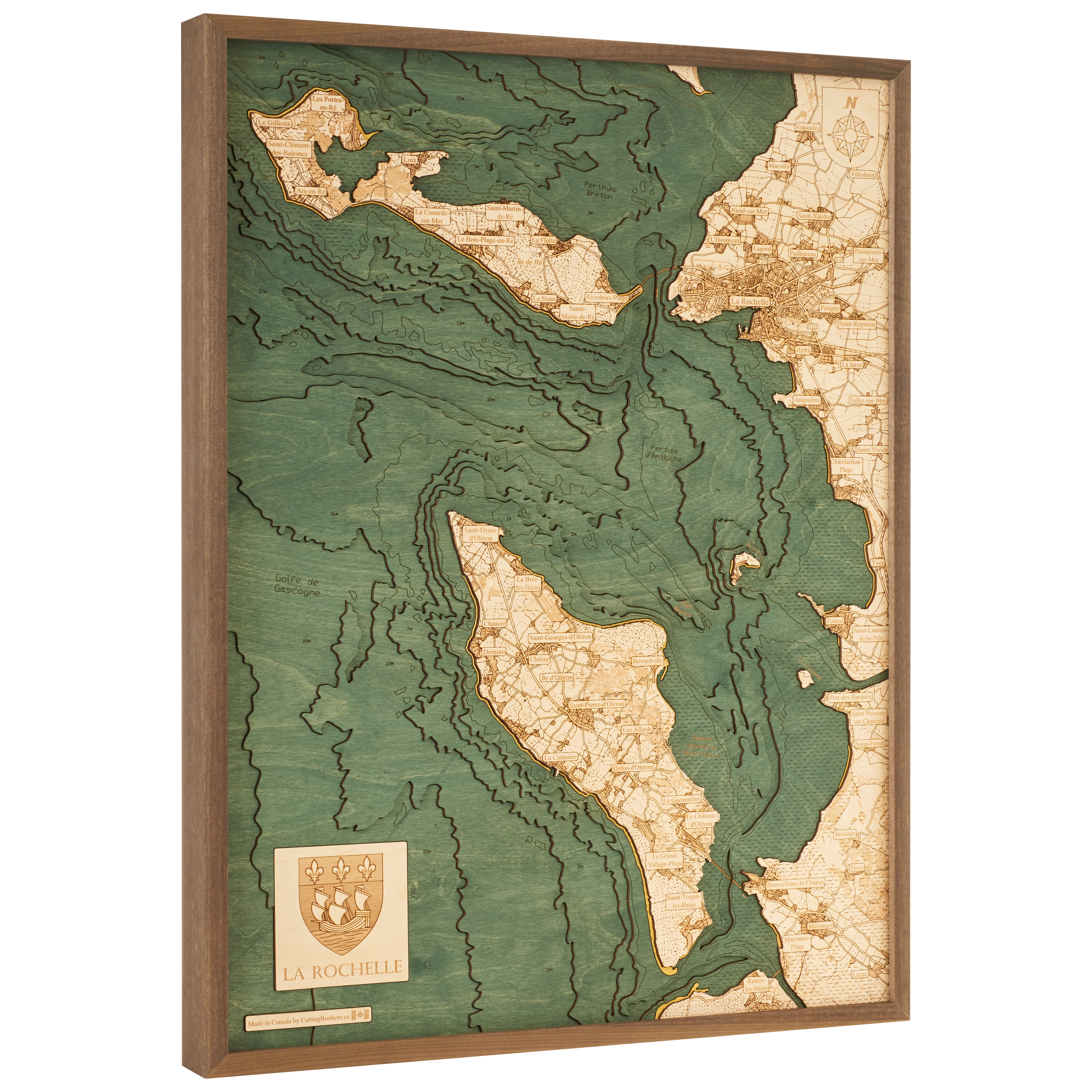 LA ROCHELLE 3D WOODEN WALL MAP - Version L