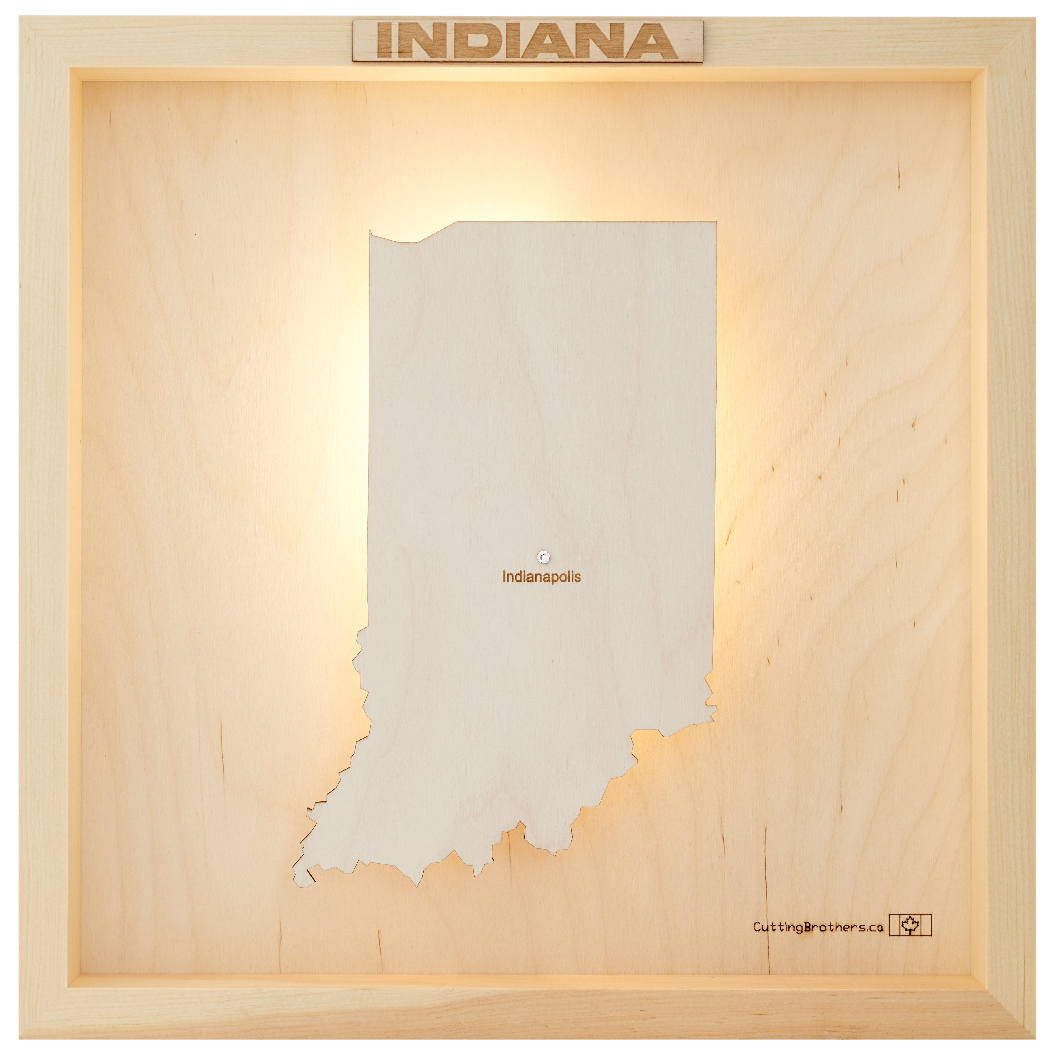 INDIANA 3D WOODEN WALL MAP - Version S
