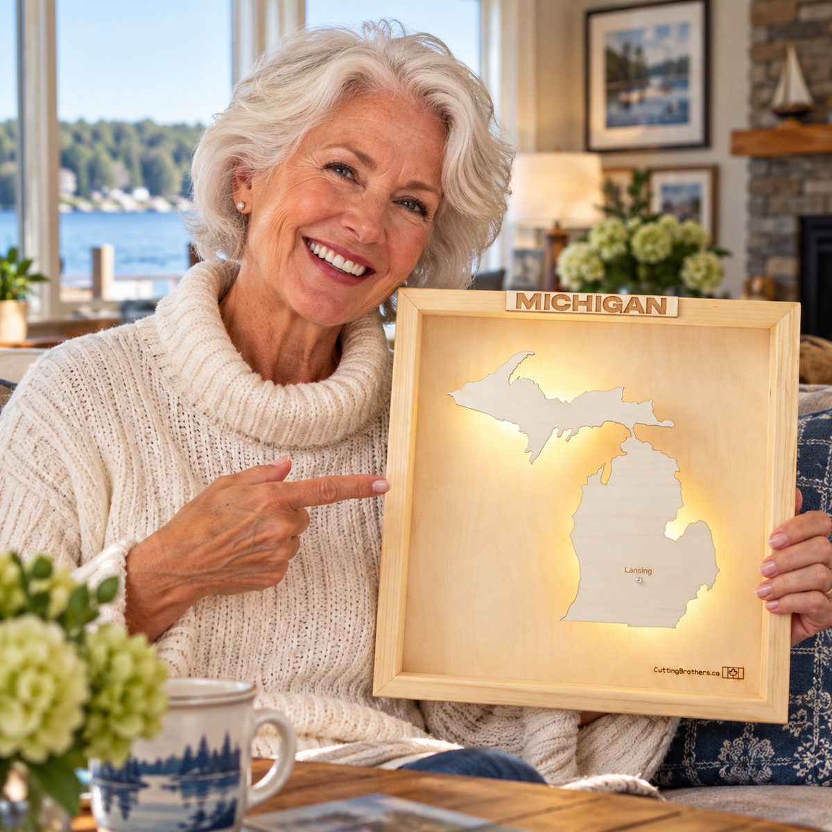 MICHIGAN 3D WOODEN WALL MAP - Version S