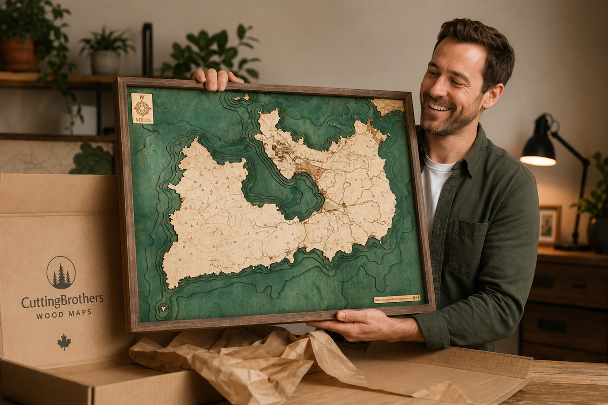 MILOS 3D WOODEN WALL MAP - Version L