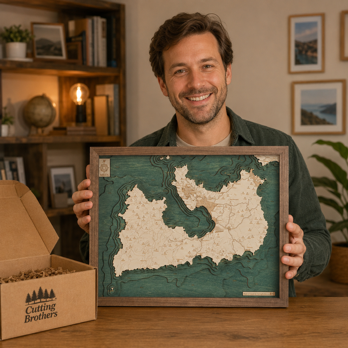 MILOS 3D WOODEN WALL MAP - Version S