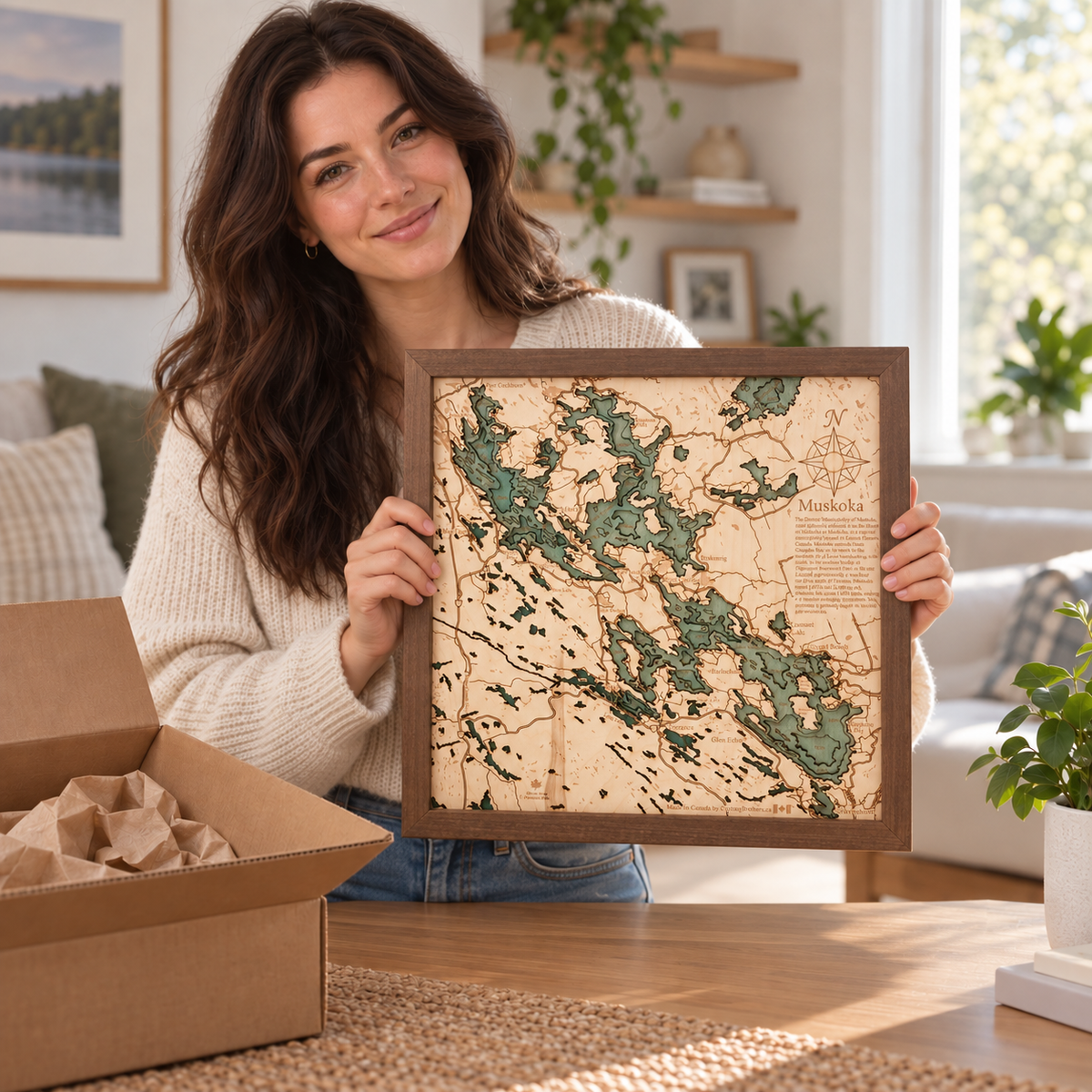 MUSKOKA LAKES 3D WOODEN WALL MAP - Version S