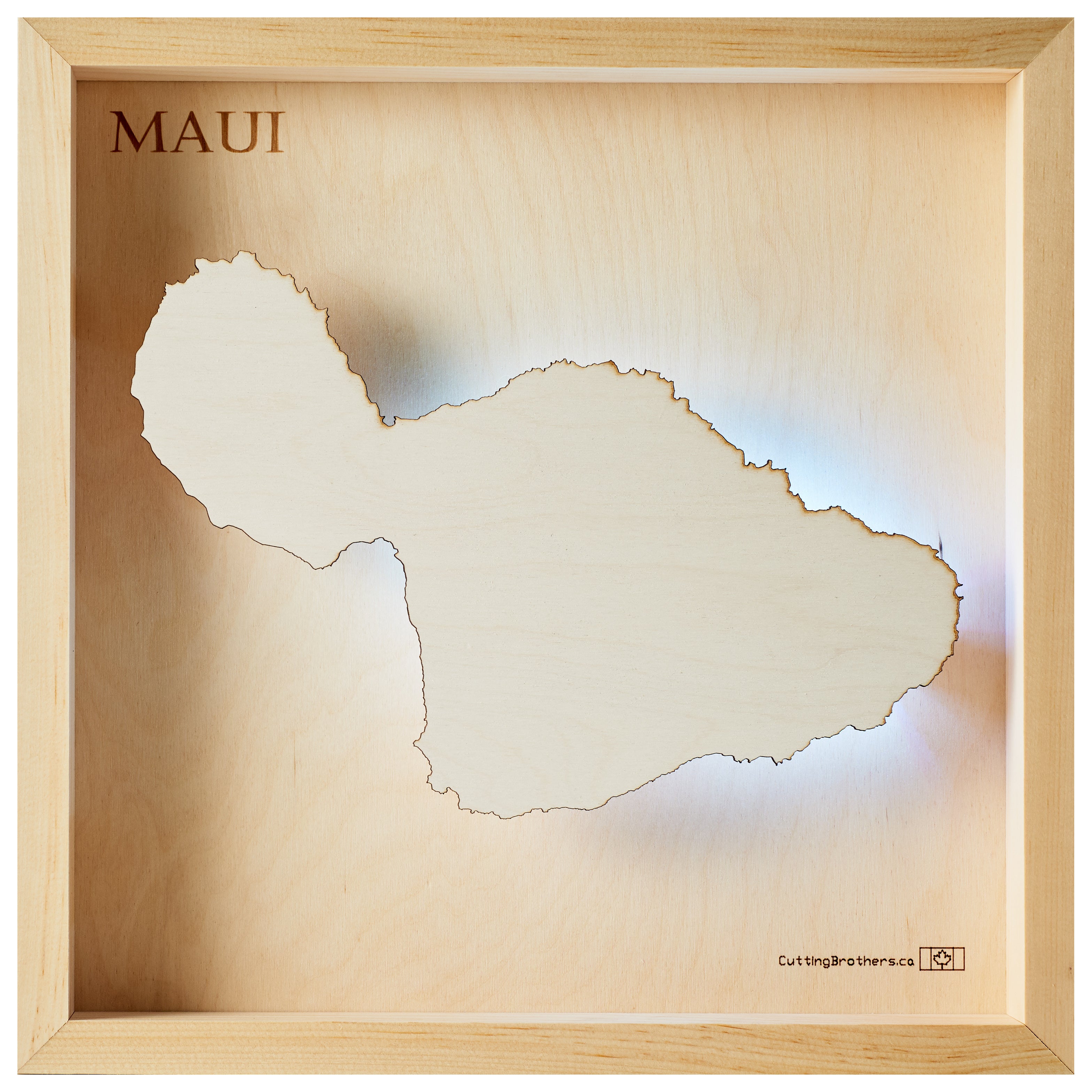 MAUI LED LIGHT WALL MAP - Version S  - 15 x 15 Inches