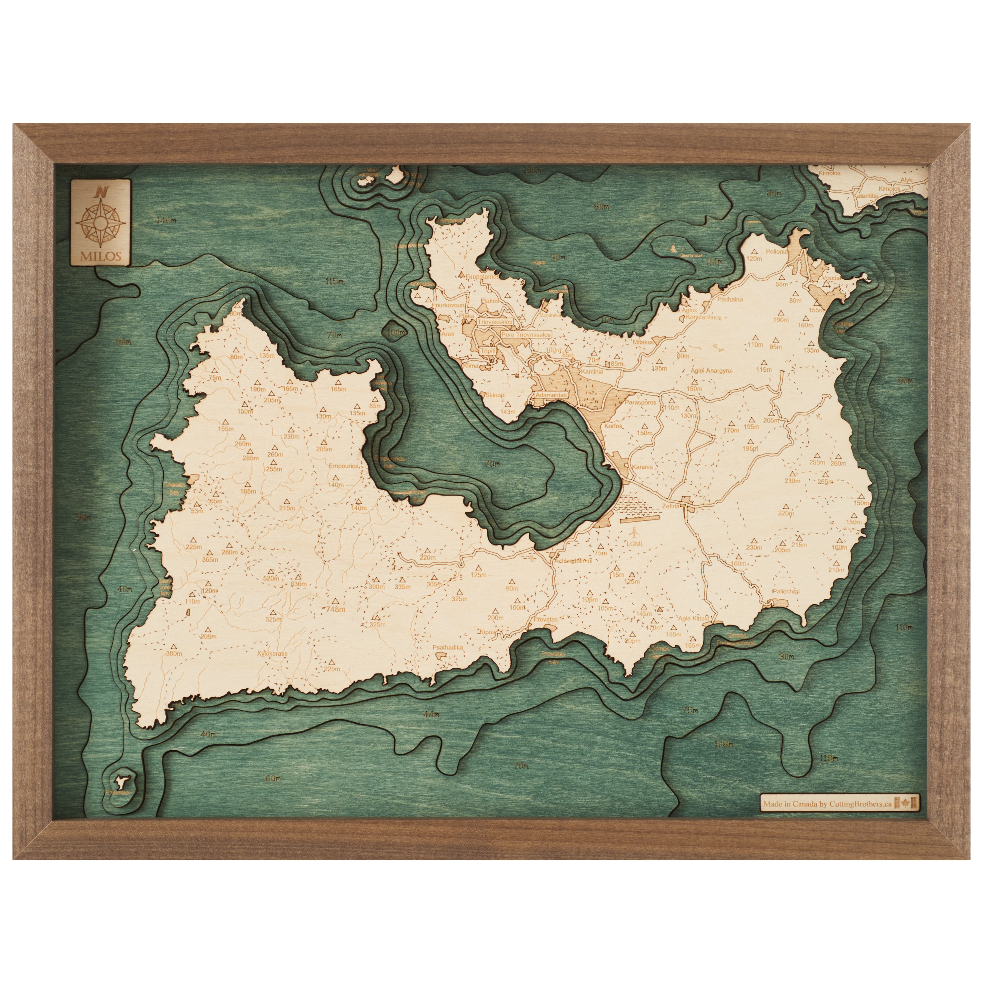 MILOS 3D WOODEN WALL MAP - Version S