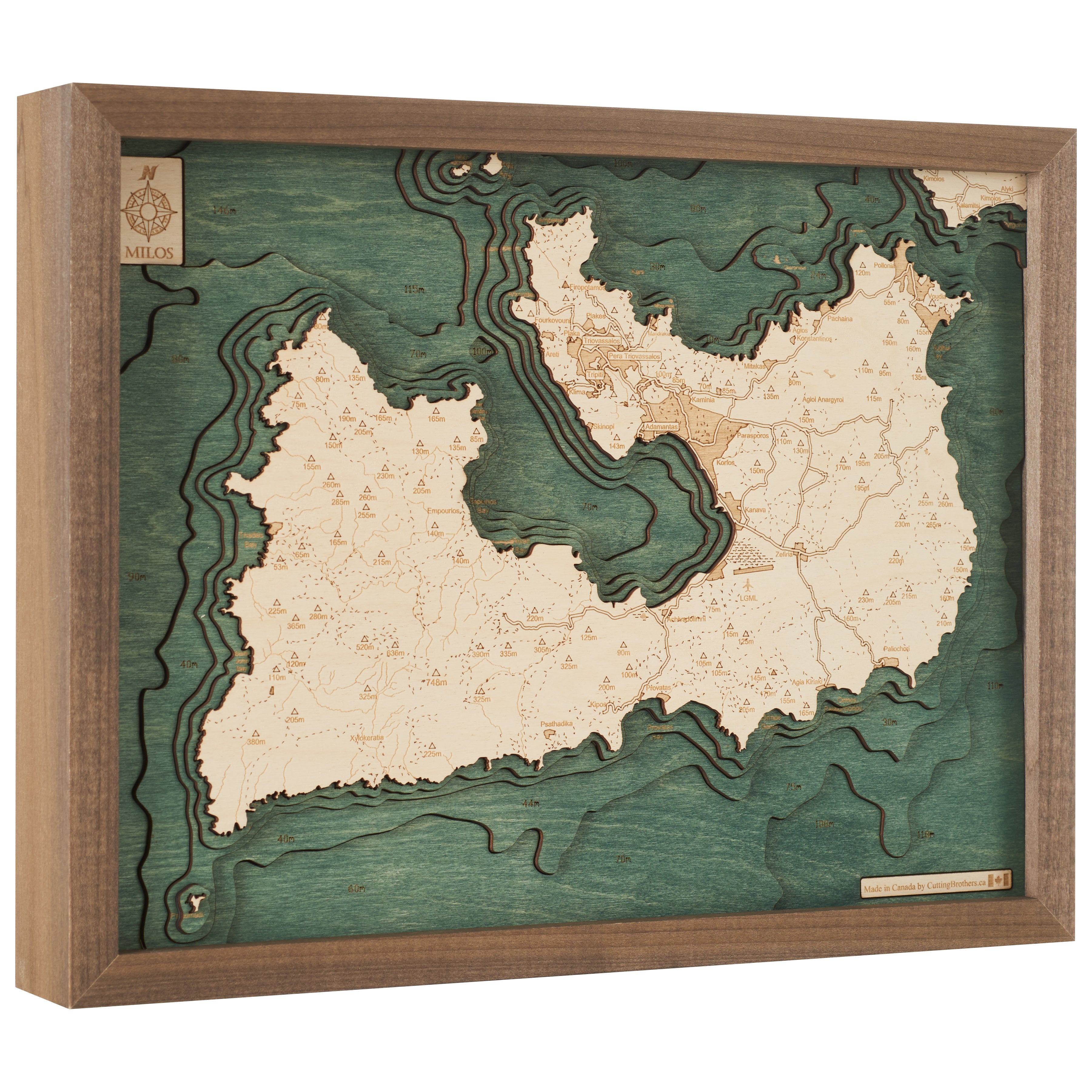 MILOS 3D WOODEN WALL MAP - Version S