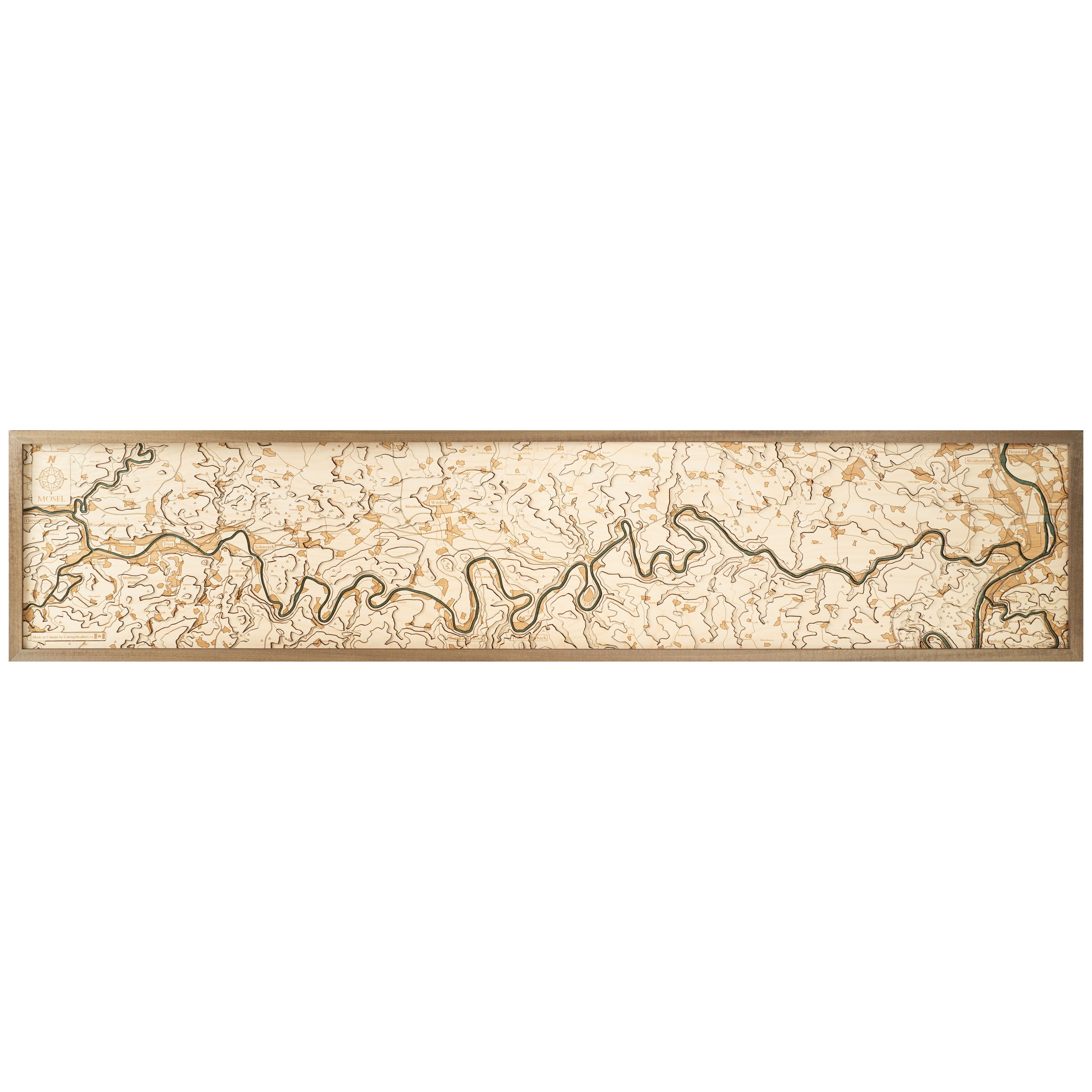 MOSEL "3D" WOODEN WALL MAP - Version XXL