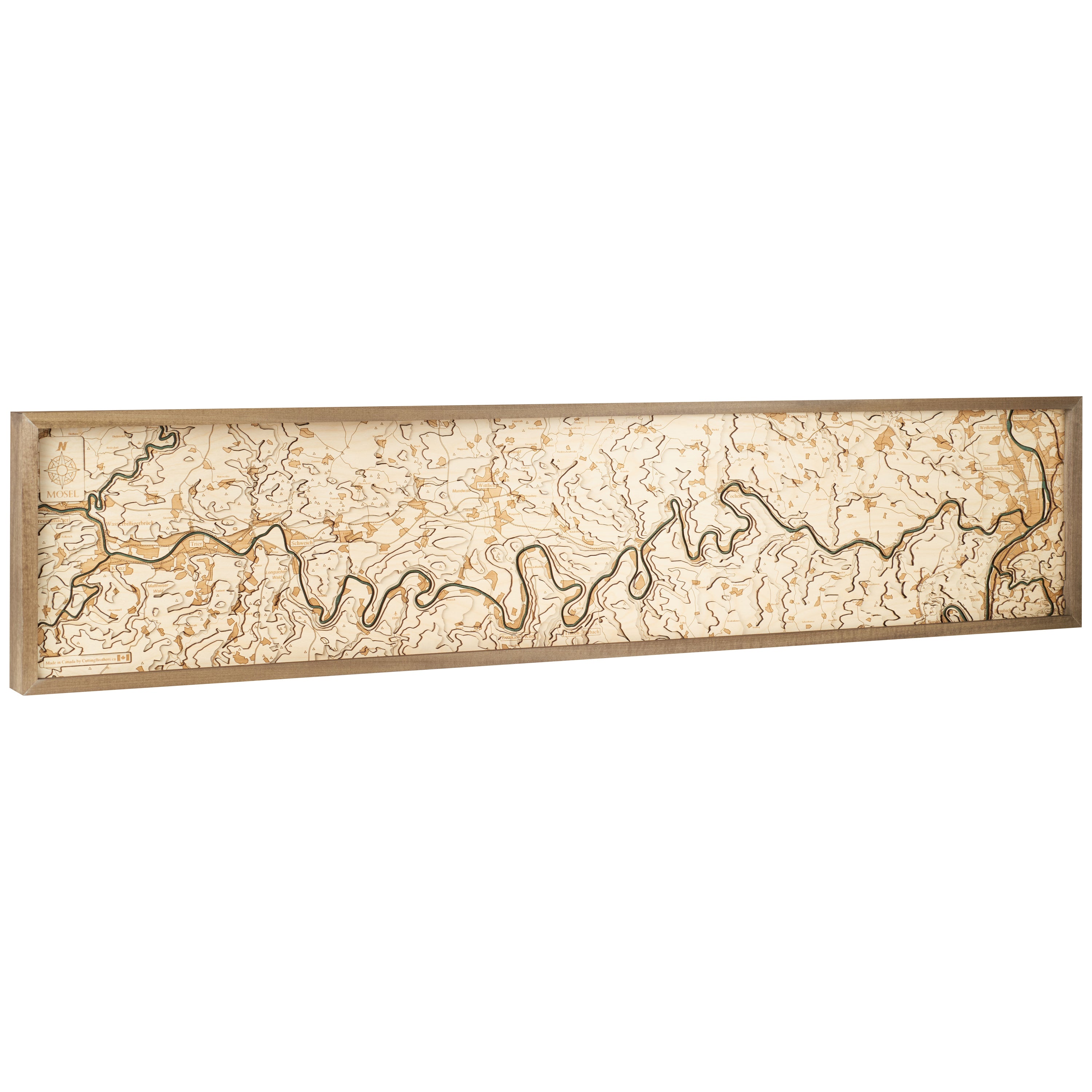 MOSEL "3D" WOODEN WALL MAP - Version XXL