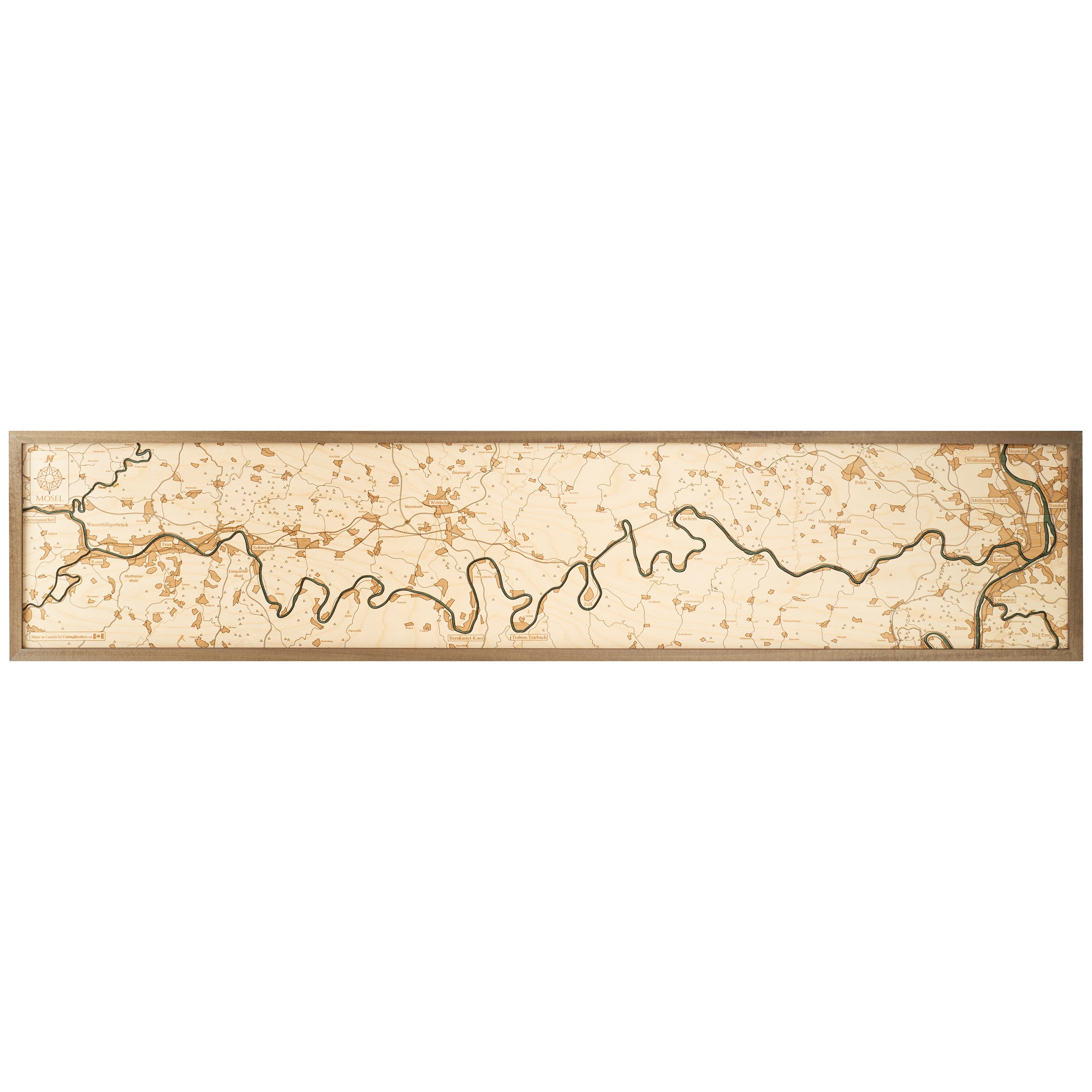 MOSEL WOODEN WALL MAP - Version XXL