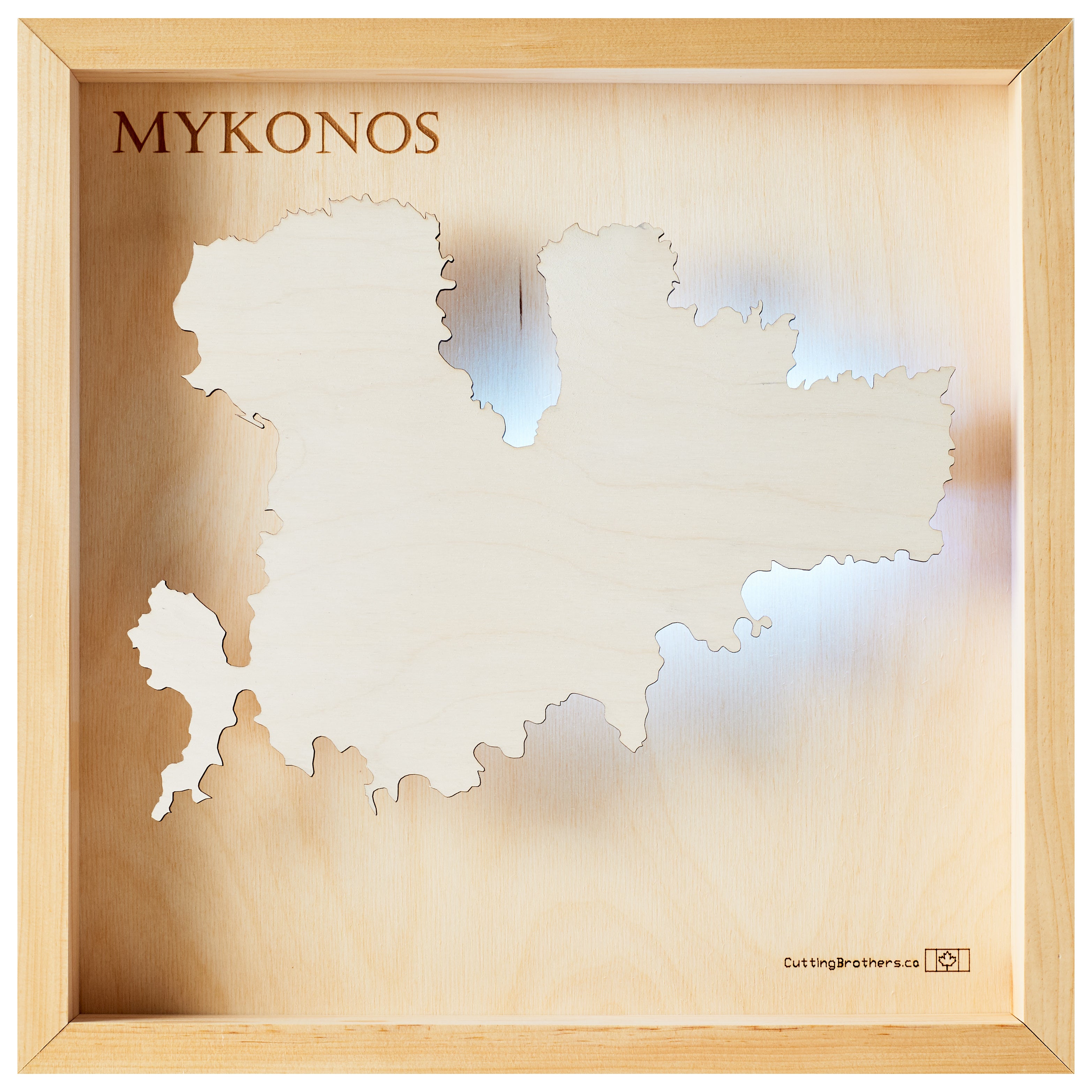 MYKONOS LED LIGHT WALL MAP - Version S  - 15 x 15 Inches