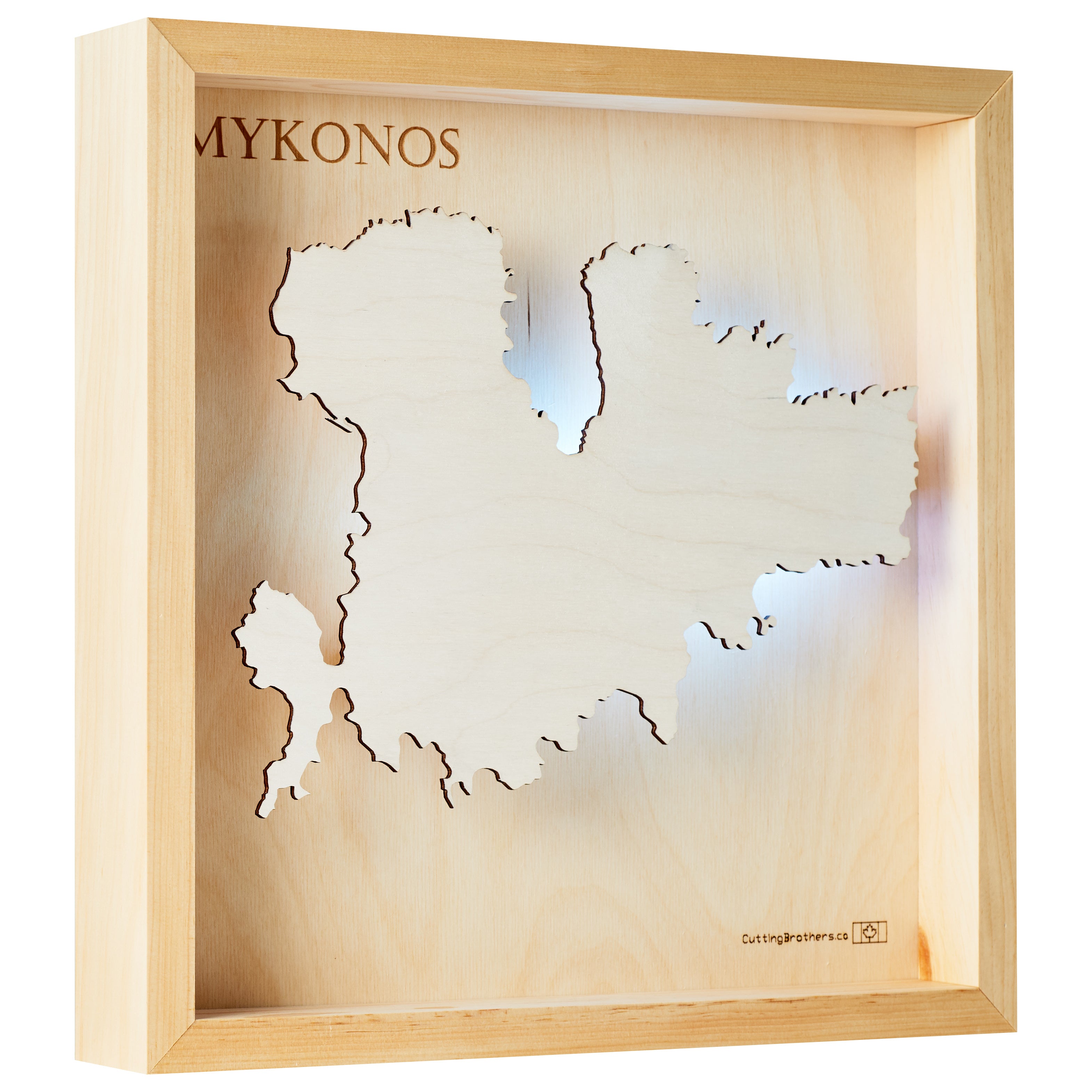 MYKONOS LED LIGHT WALL MAP - Version S  - 15 x 15 Inches