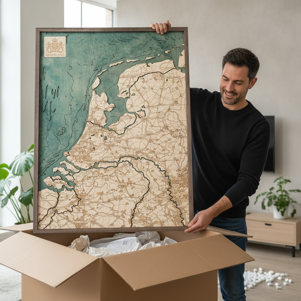 NETHERLANDS 3D WOODEN WALL MAP - Version L