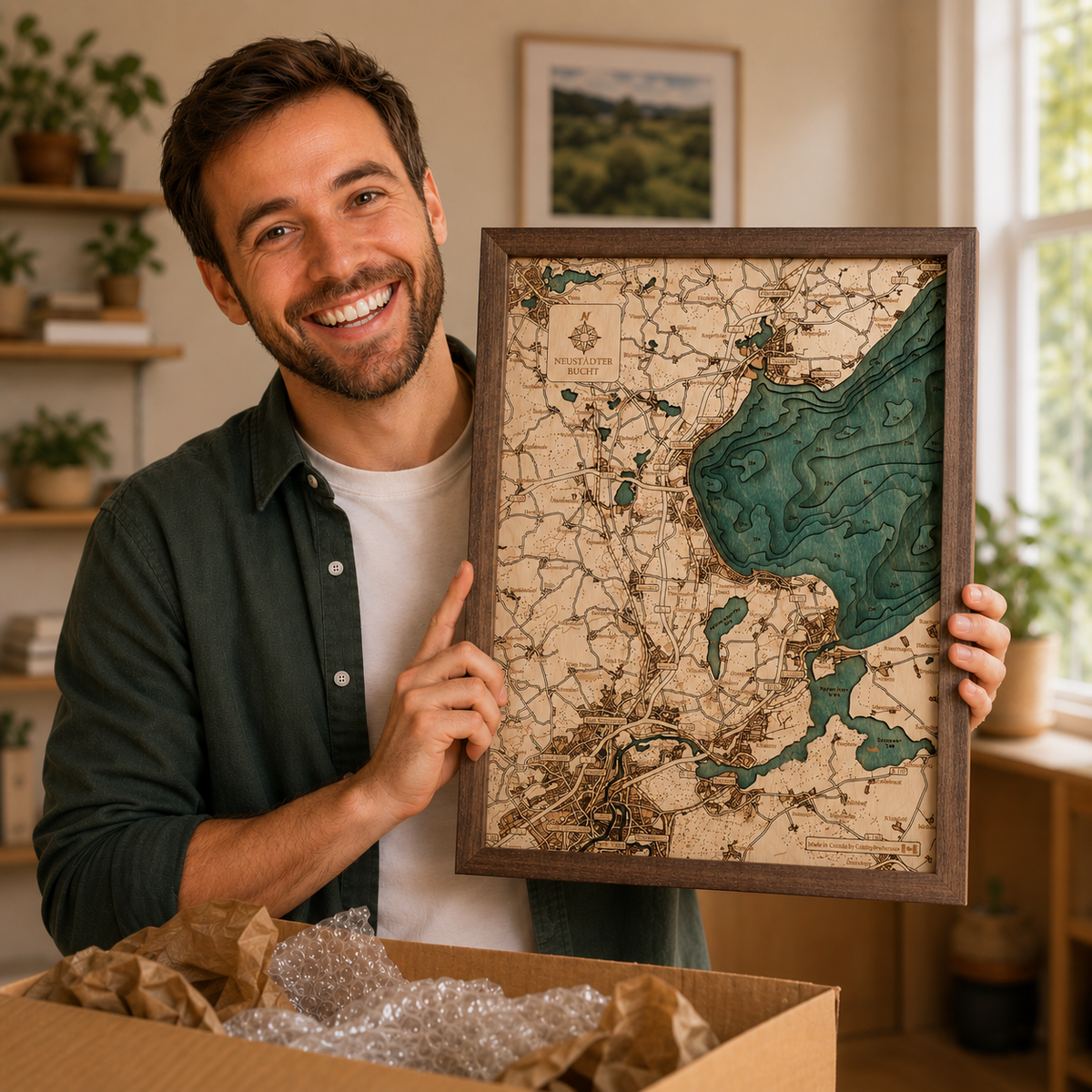NEUSTADT BAY 3D WOODEN WALL MAP - Version S
