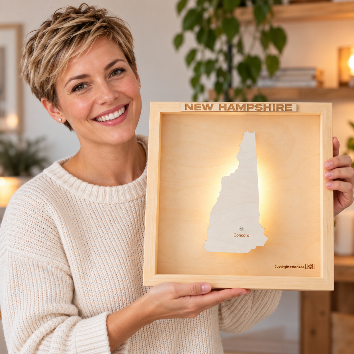 NEW HAMPSHIRE 3D WOODEN WALL MAP - Version S