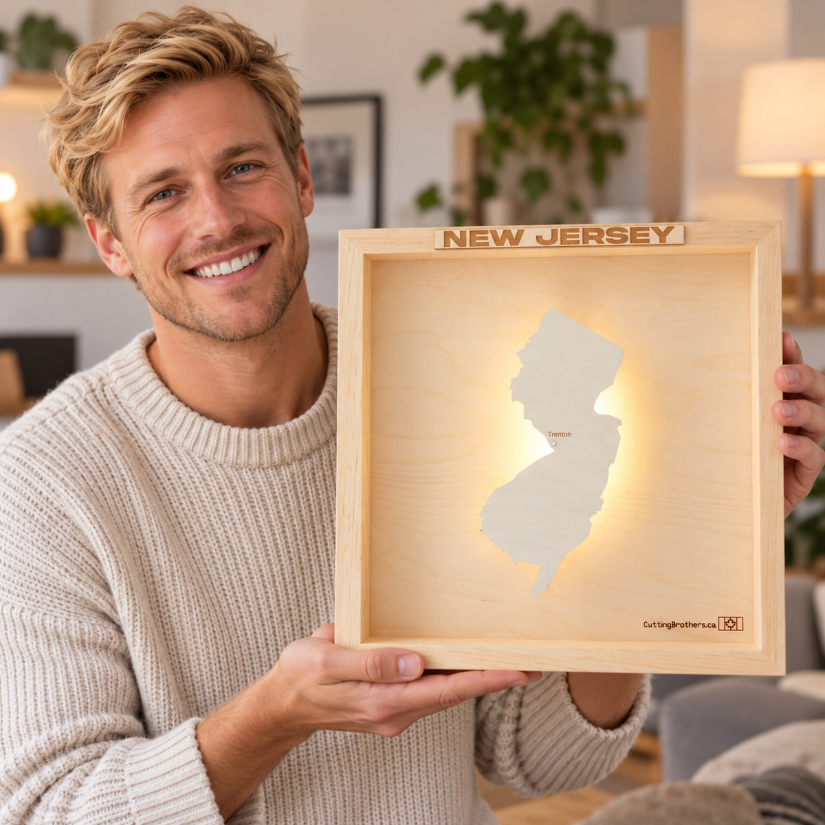 NEW JERSEY 3D WOODEN WALL MAP - Version S