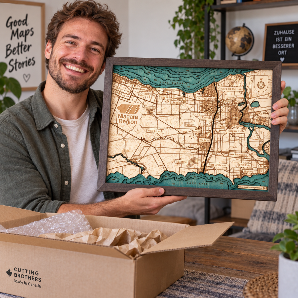 NIAGARA REGION 3D WOODEN WALL MAP - Version S