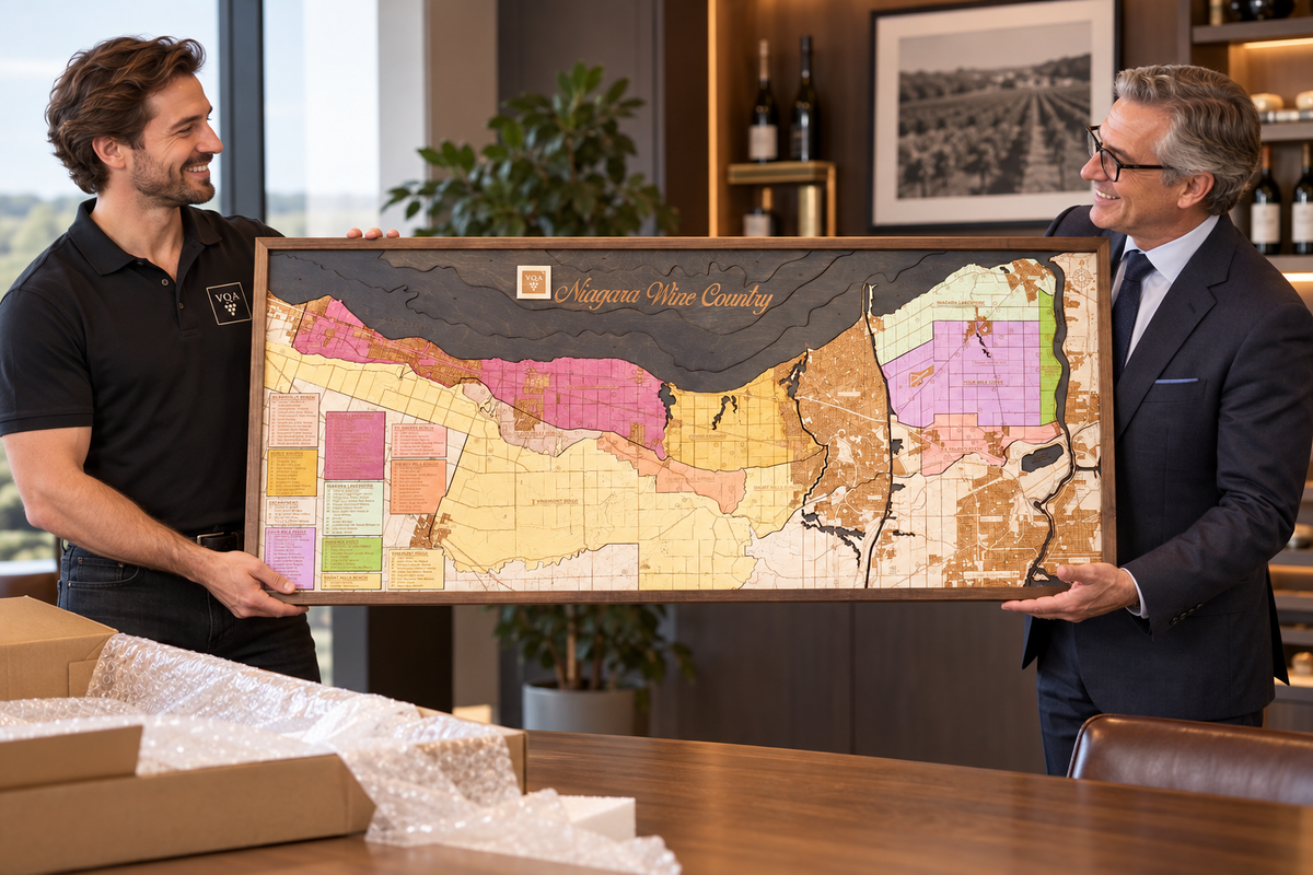 NIAGARA WINE COUNTRY 3D WOODEN WALL MAP - Version XL