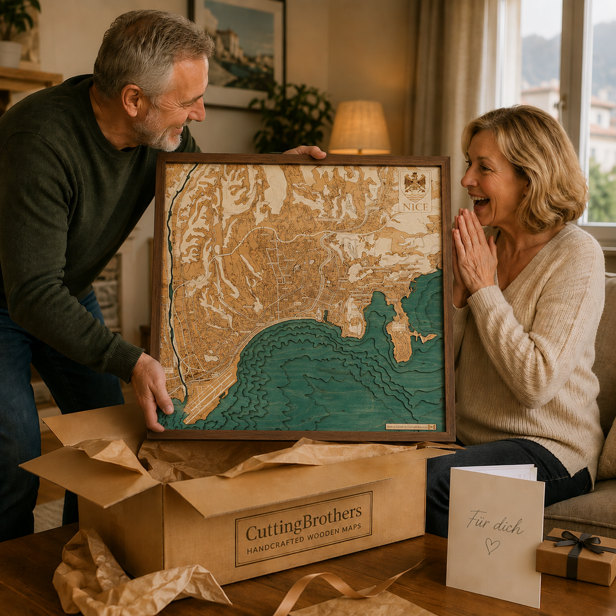 NICE 3D WOODEN WALL MAP - Version L
