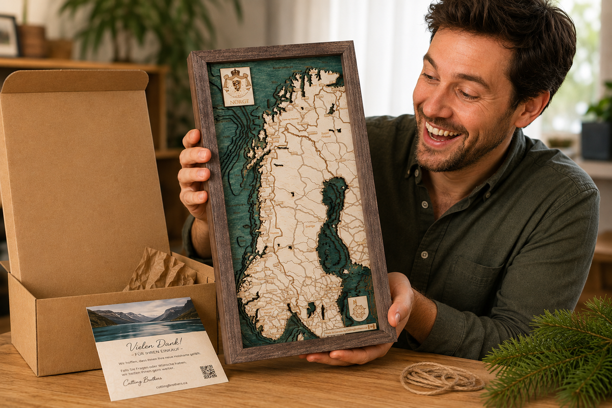 NORWAY 3D WOODEN WALL MAP - Version S