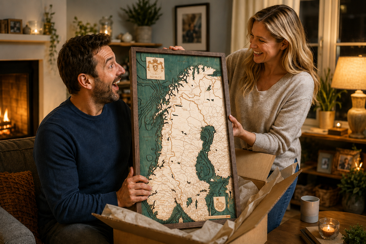 NORWAY 3D WOODEN WALL MAP - Version M