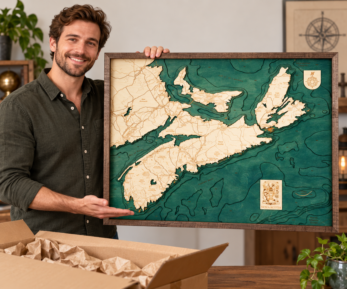 NOVA SCOTIA 3D WOODEN WALL MAP - Version L