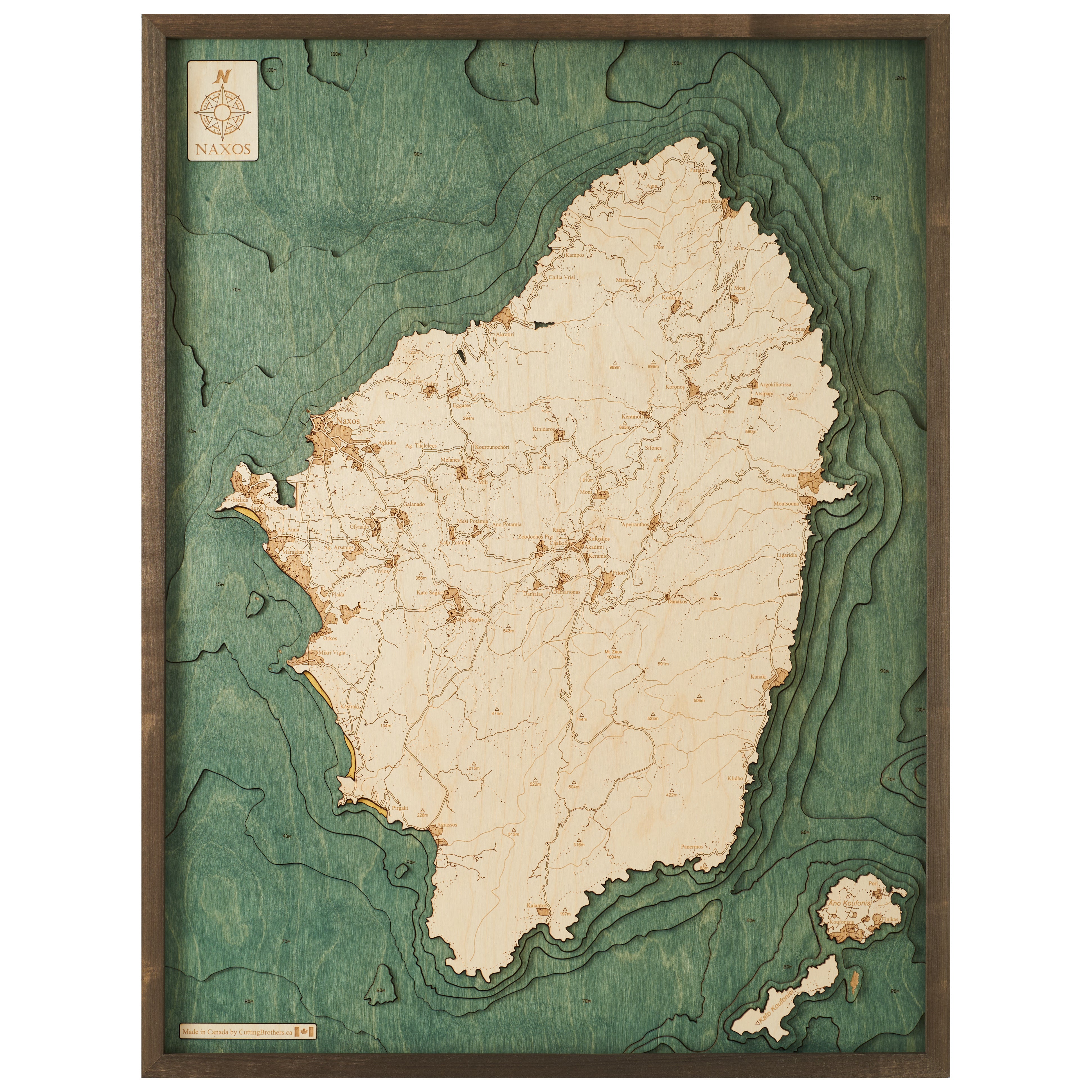 NAXOS 3D WOODEN WALL MAP - Version L