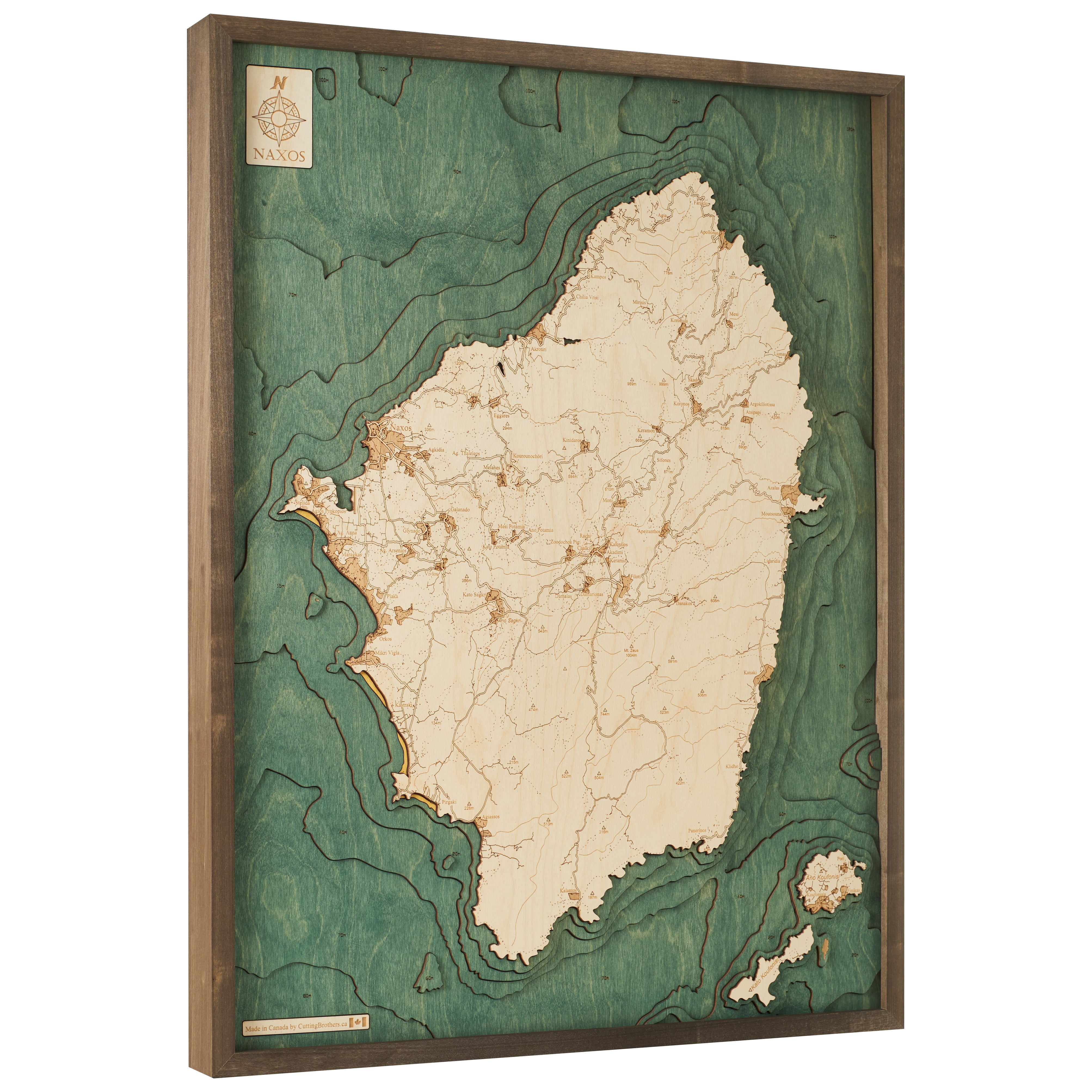 NAXOS 3D WOODEN WALL MAP - Version L