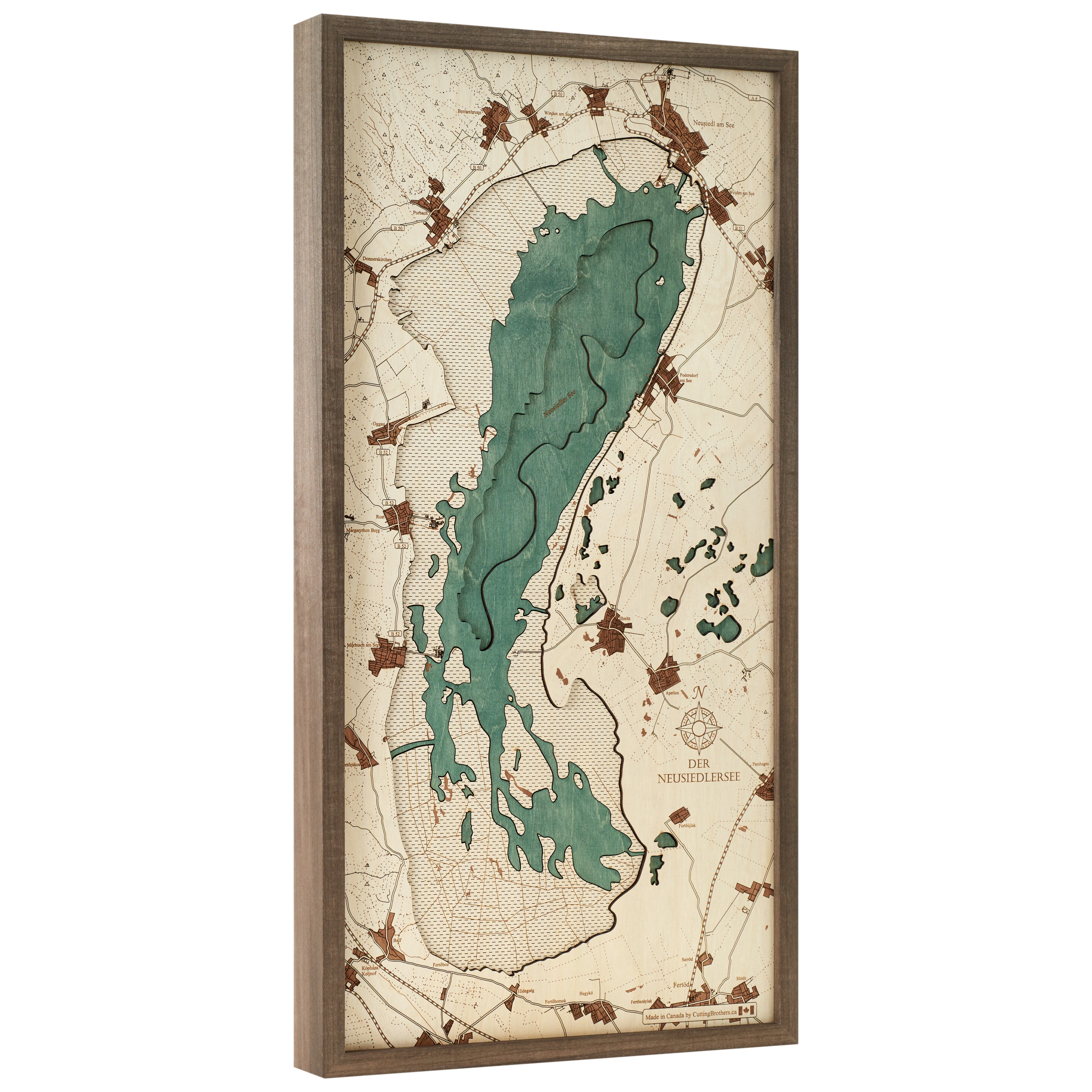 LAKE NEWSIEDL 3D WOODEN WALL MAP - Version M