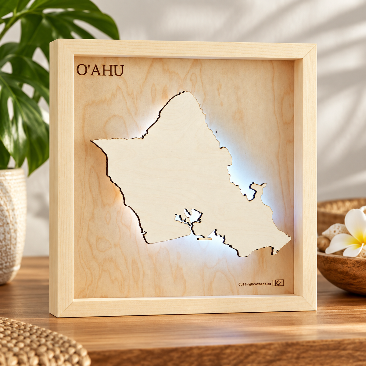 OAHU LED LIGHT WALL MAP - Version S