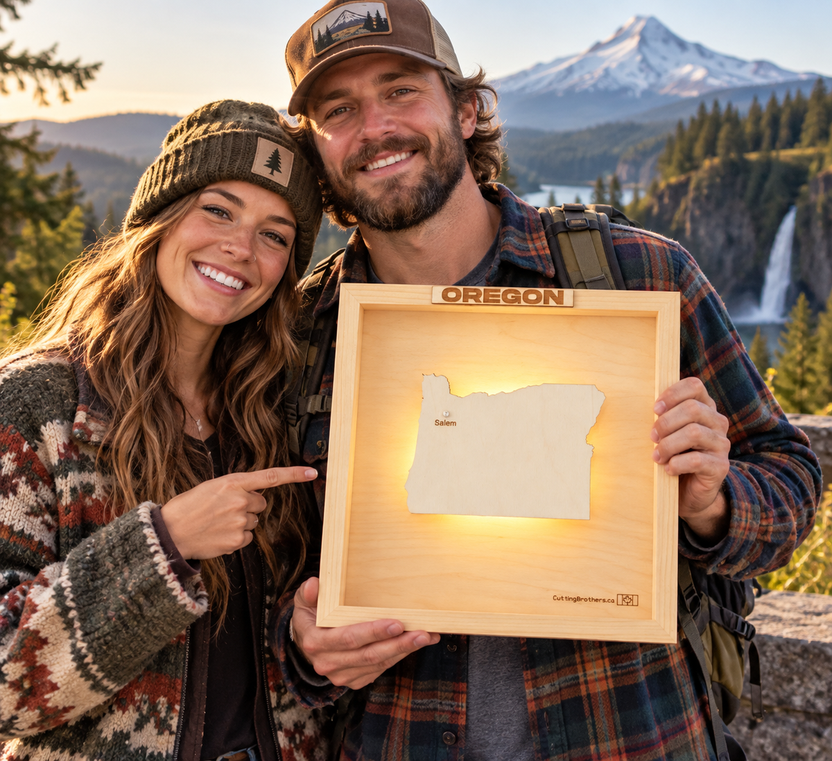 OREGON 3D WOODEN WALL MAP - Version S