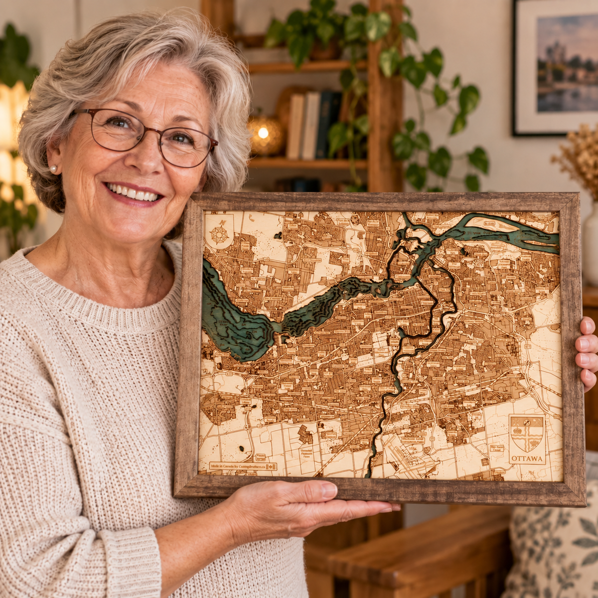 OTTAWA 3D WOODEN WALL MAP - Version S