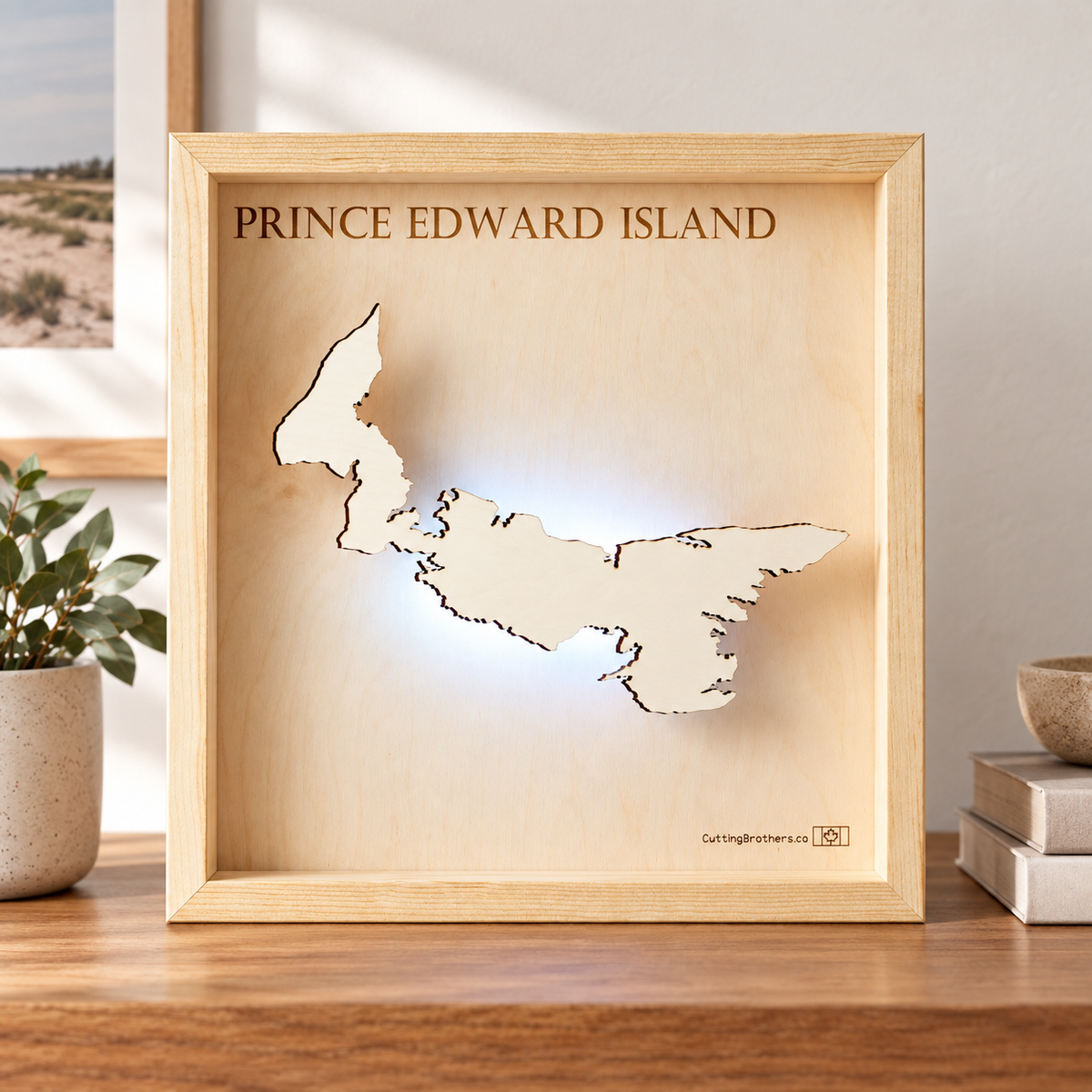 PRINCE EDWARD ISLAND LED LIGHT WALL MAP - Version S  - 15 x 15 Inches