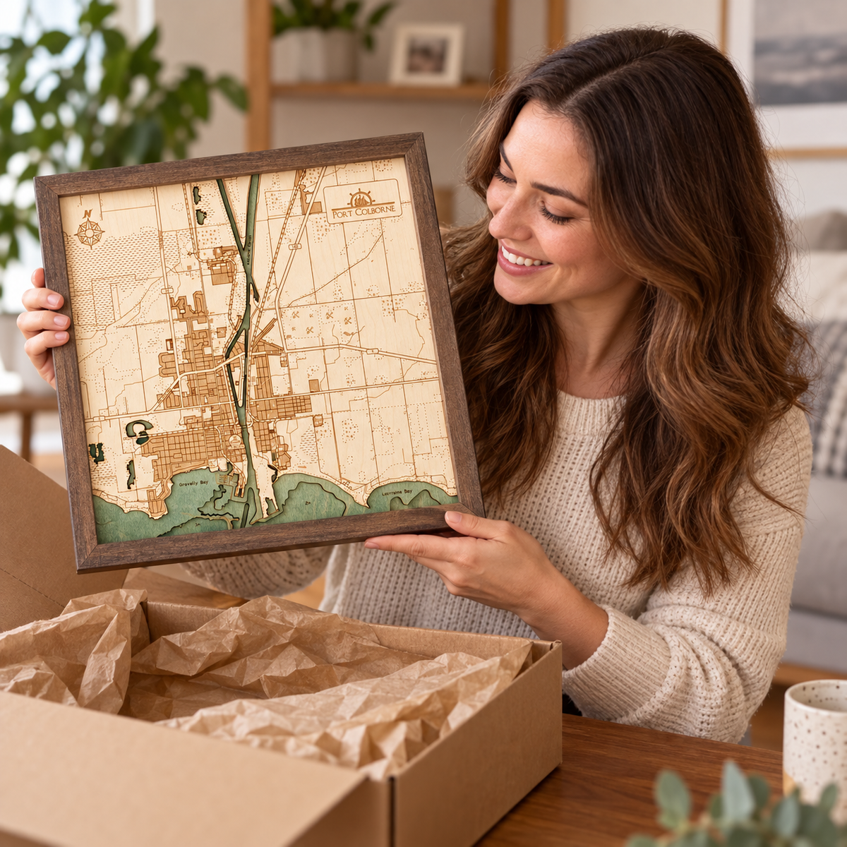 PORT COLBORNE CANAL 3D WOODEN WALL MAP - Version S