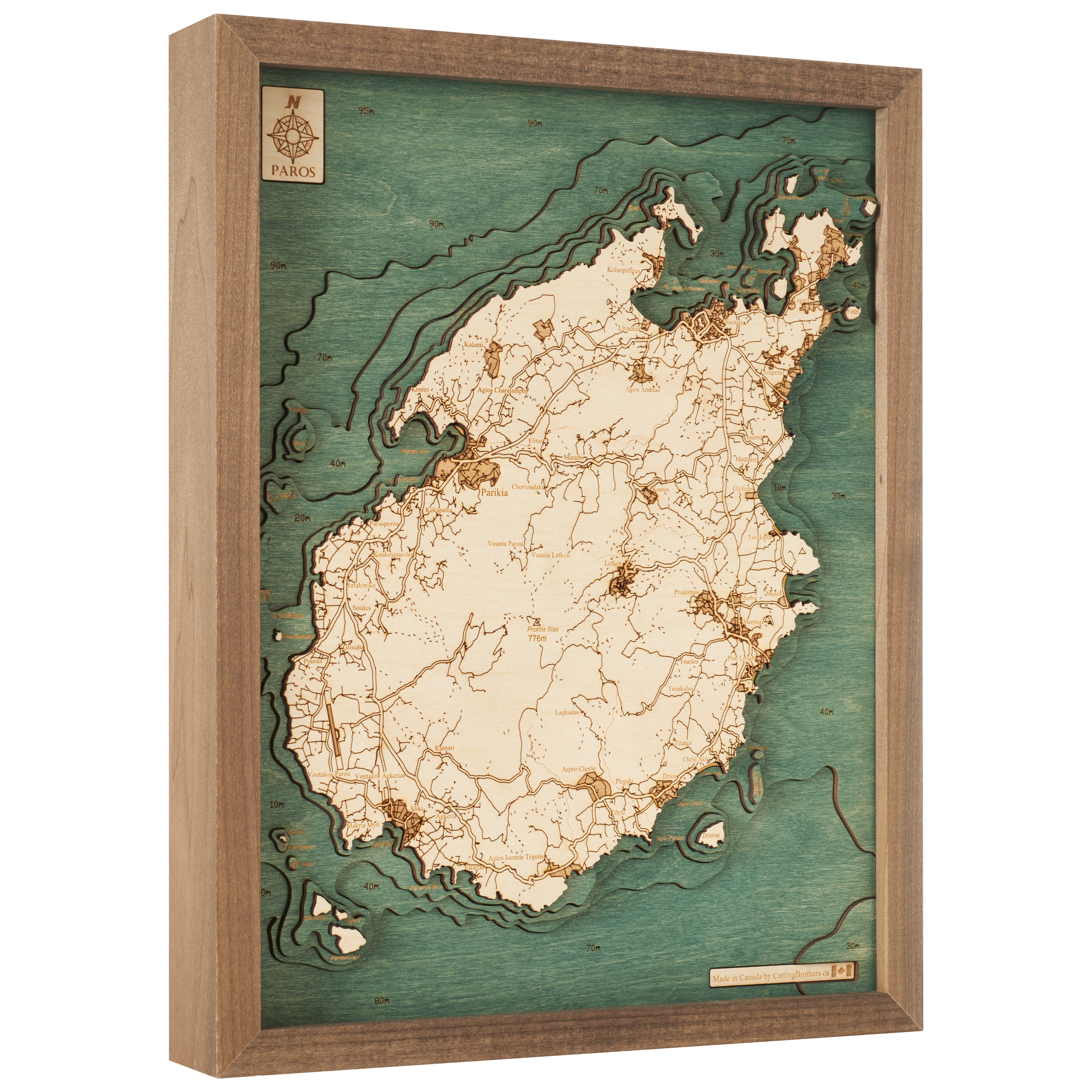 PAROS 3D WOODEN WALL MAP - Version S