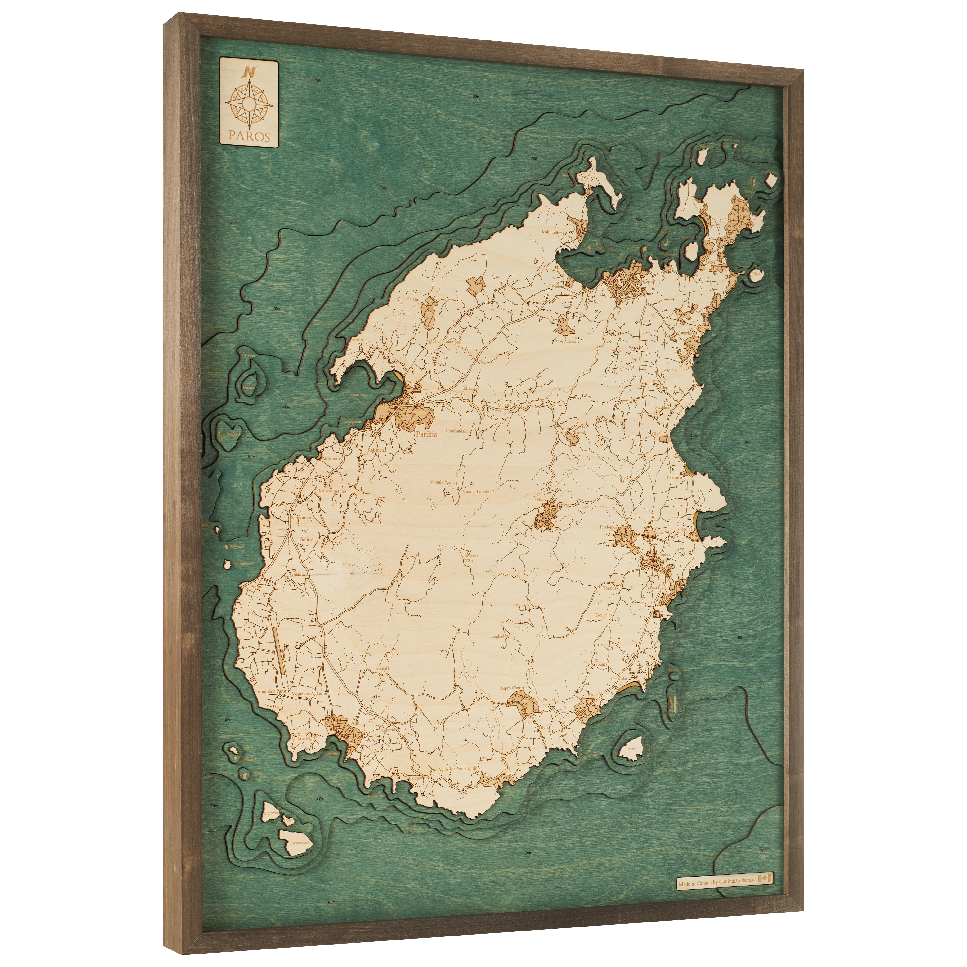 PAROS 3D WOODEN WALL MAP - Version L