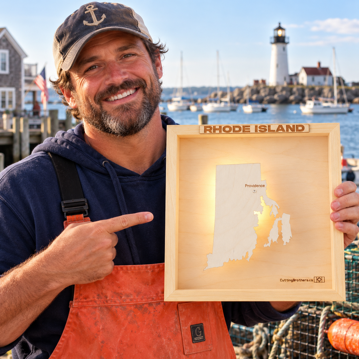 RHODE ISLAND 3D WOODEN WALL MAP - Version S