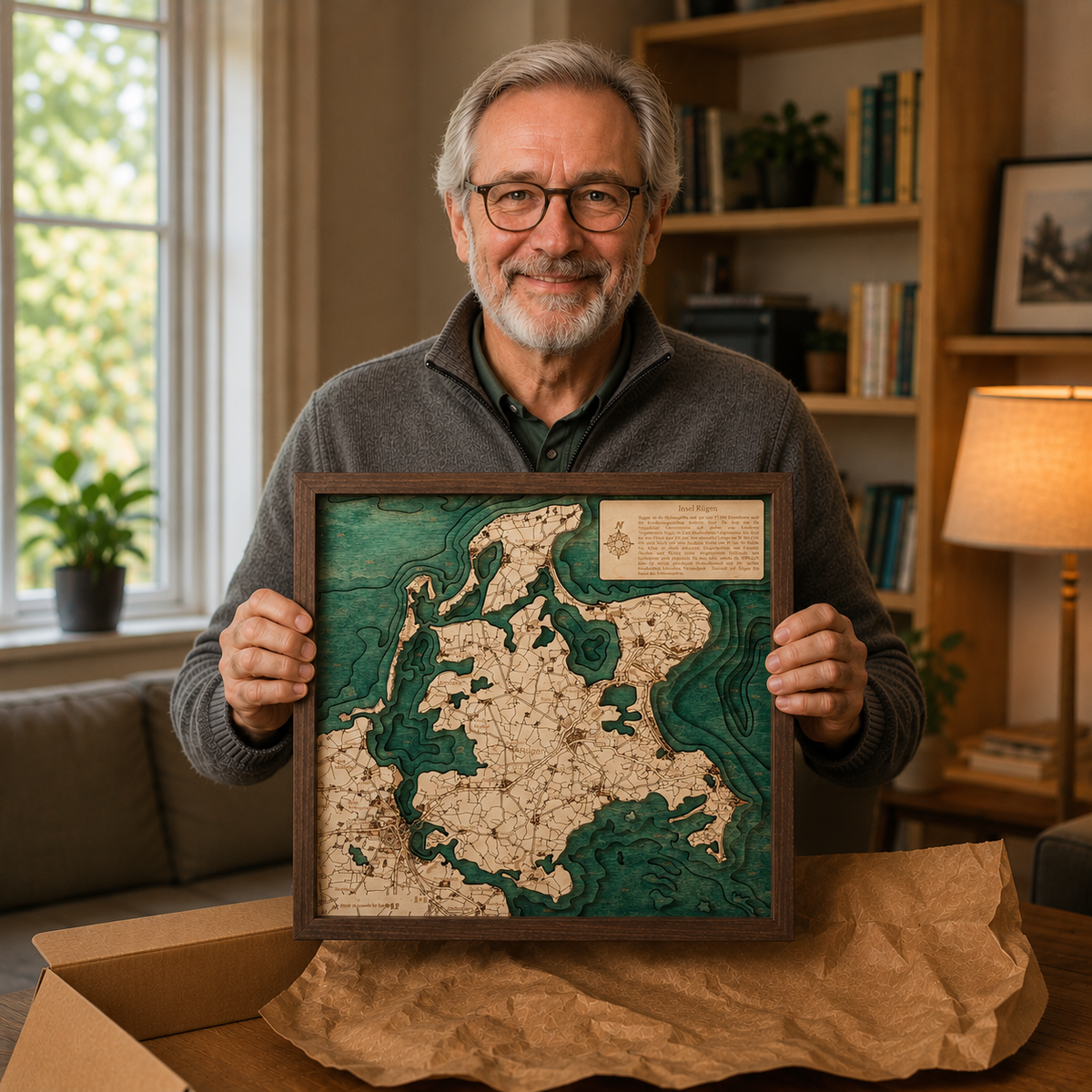 RUEGEN 3D WOODEN WALL MAP - Version S